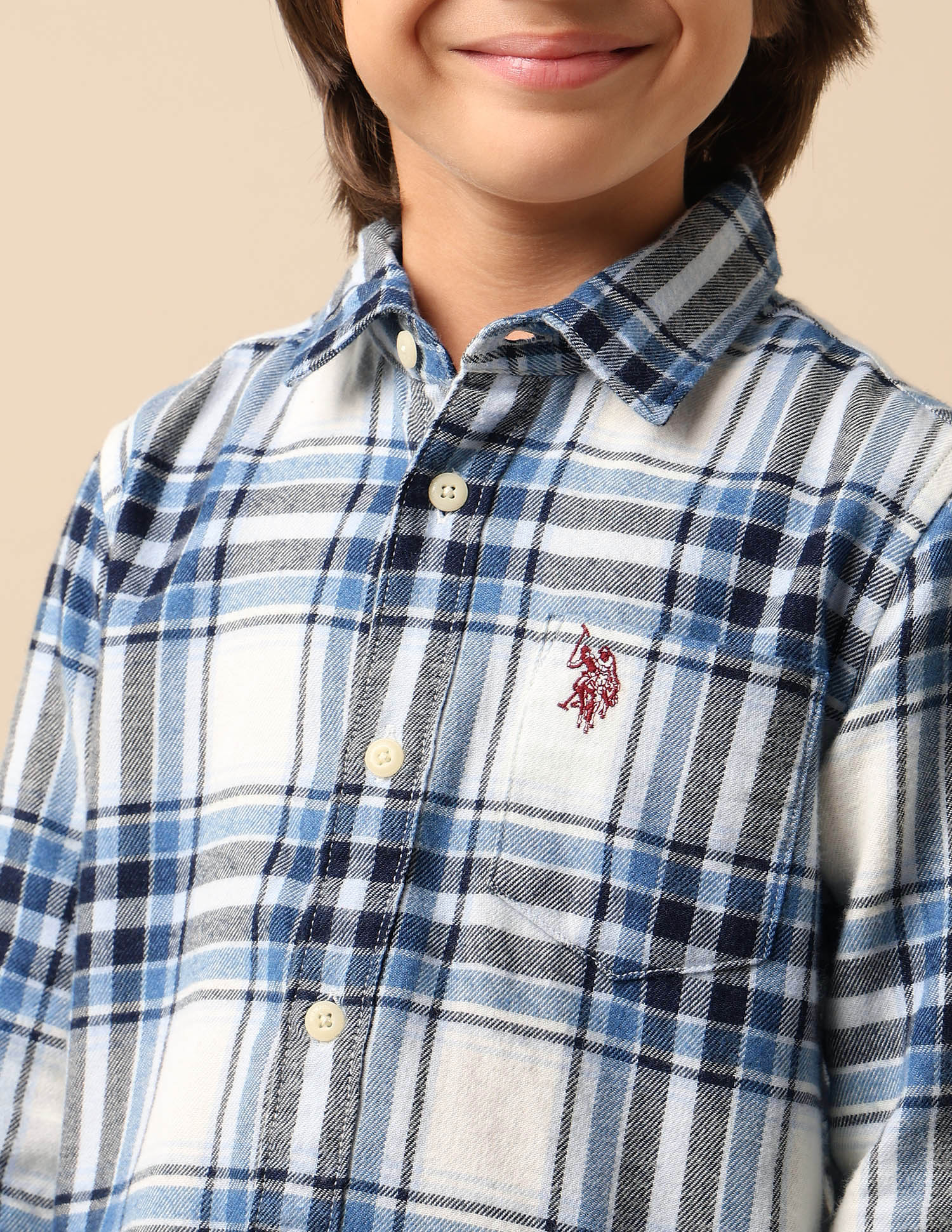 Boys Tartan Checked Twill Shirt - Image 6