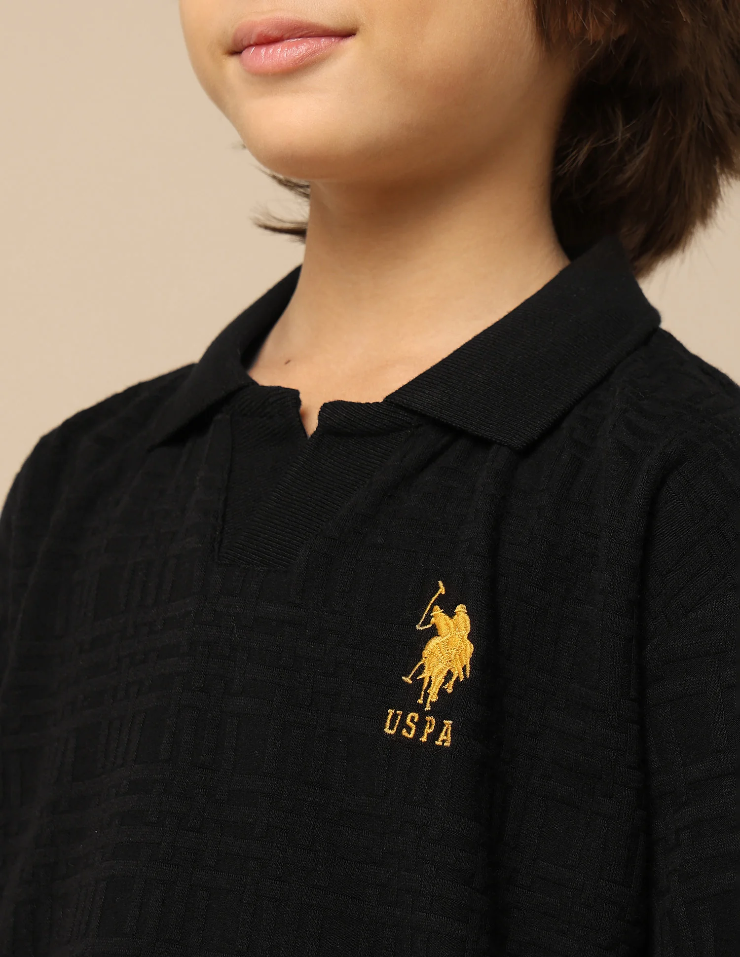 Boys Textured Boxy Fit Polo Shirt - Image 6