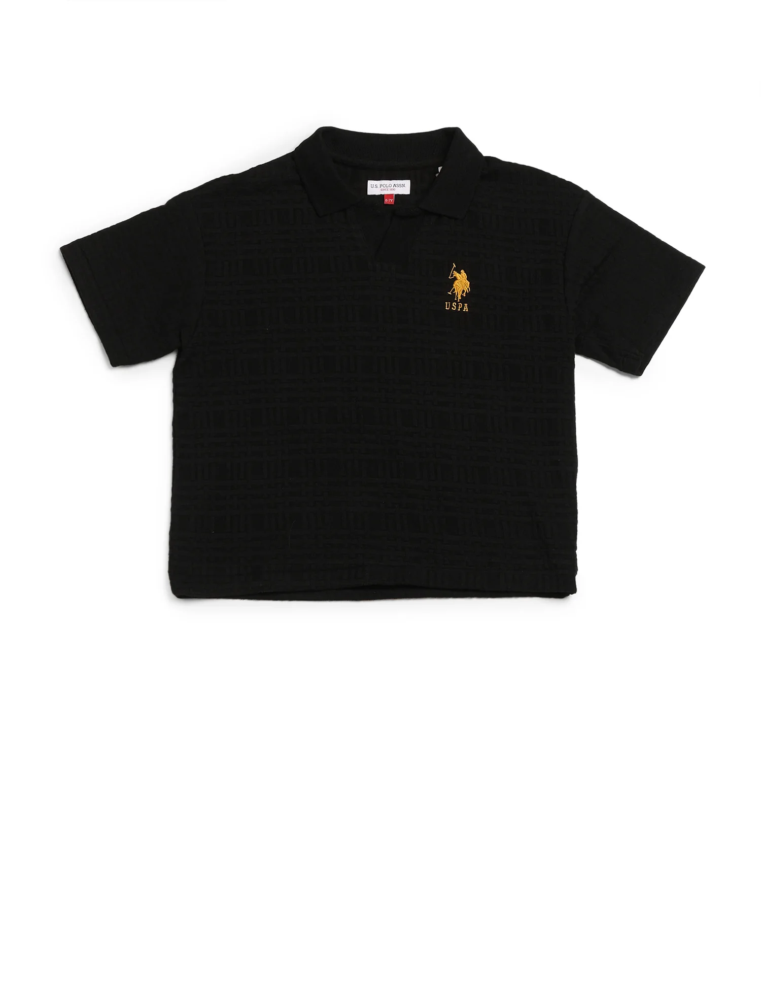 Boys Textured Boxy Fit Polo Shirt - Image 7