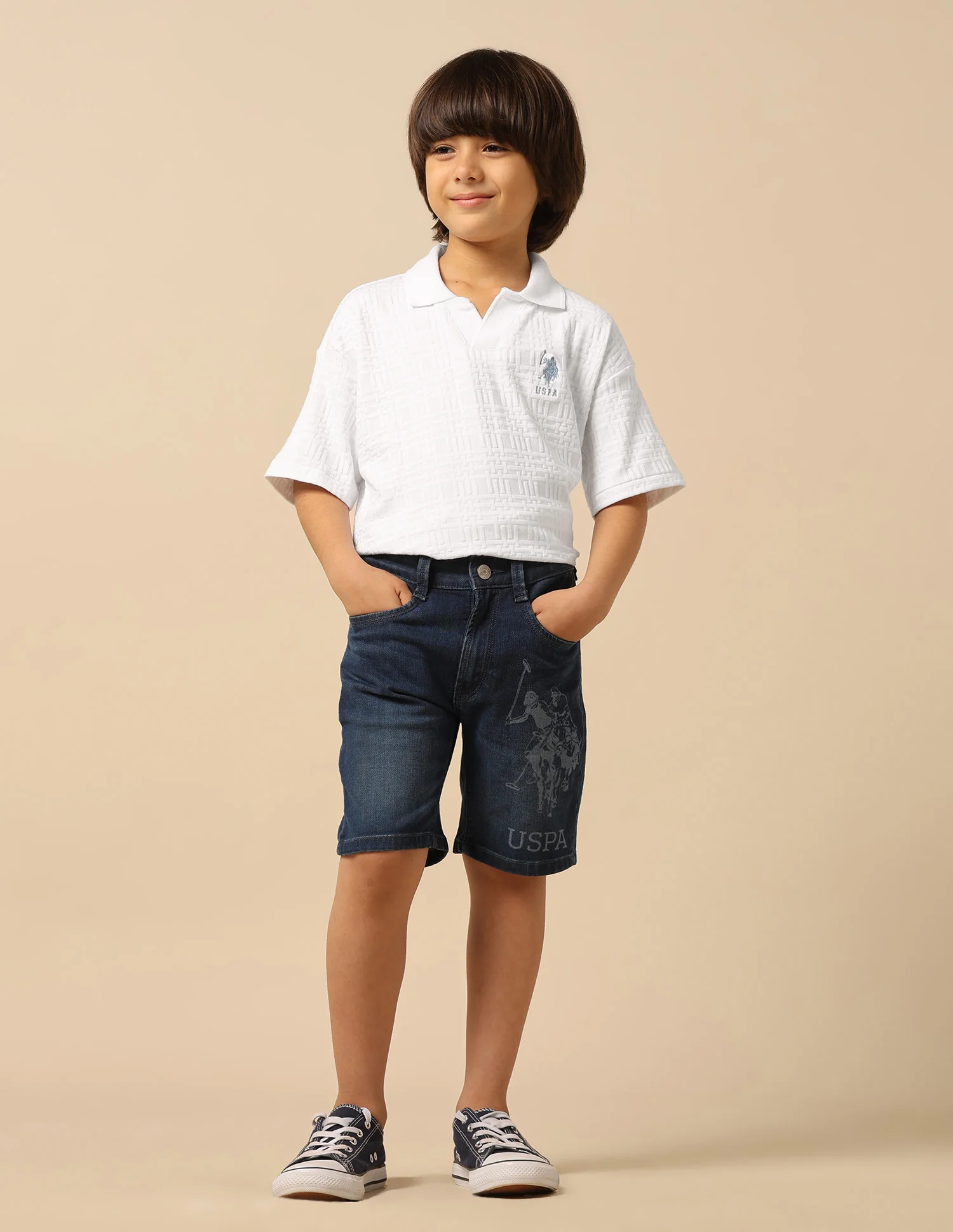 Boys Textured Boxy Fit Polo Shirt - Image 3
