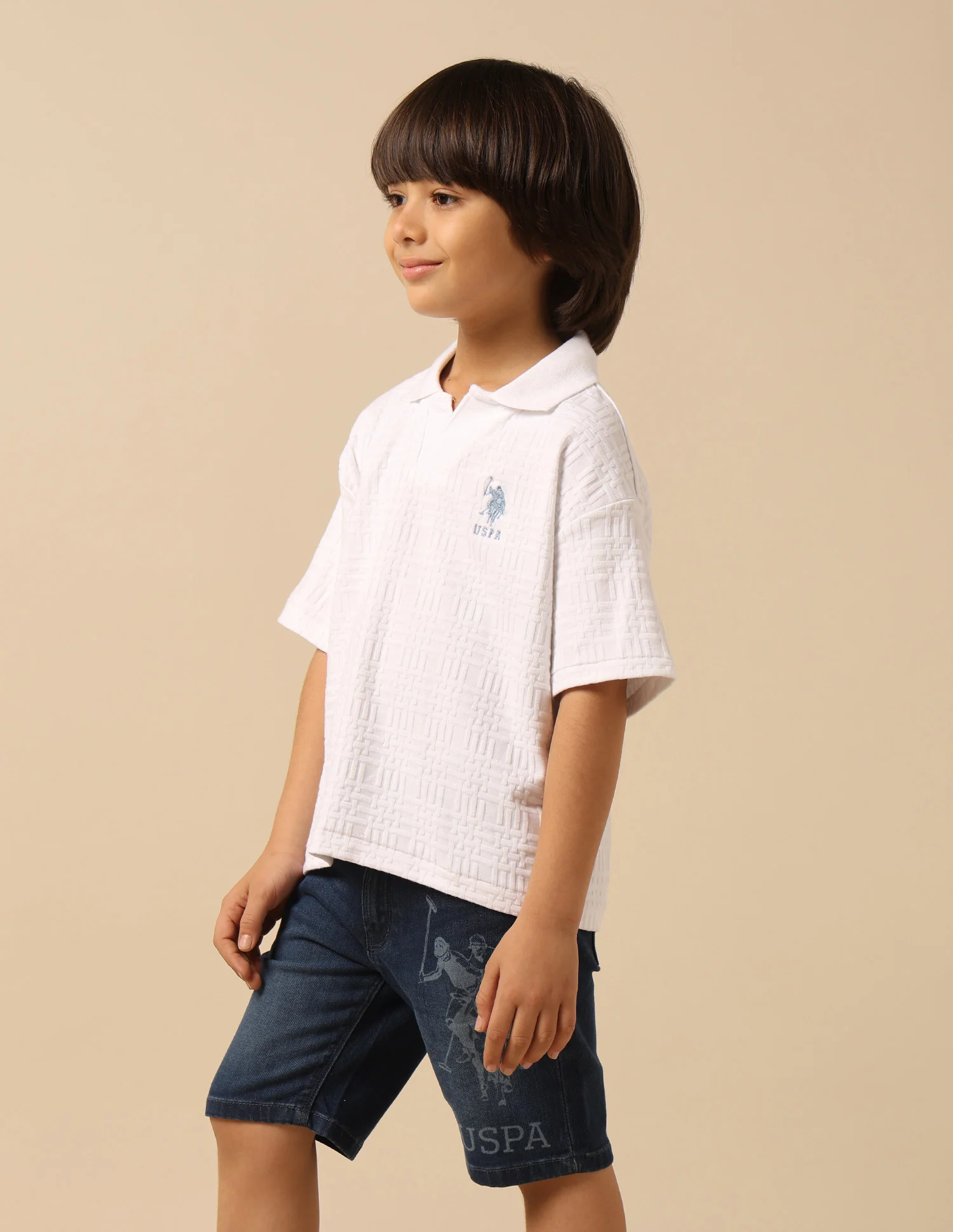 Boys Textured Boxy Fit Polo Shirt - Image 4