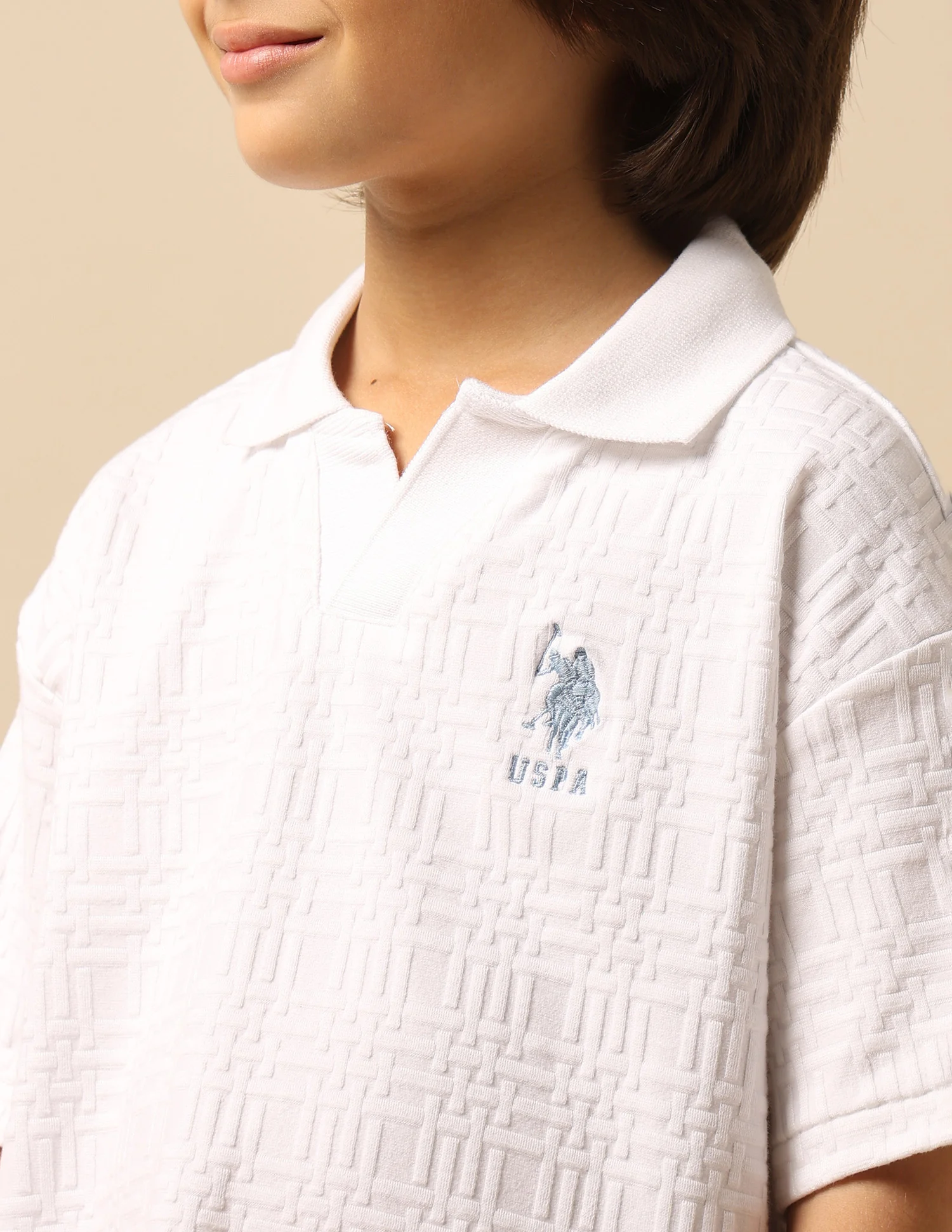 Boys Textured Boxy Fit Polo Shirt - Image 6