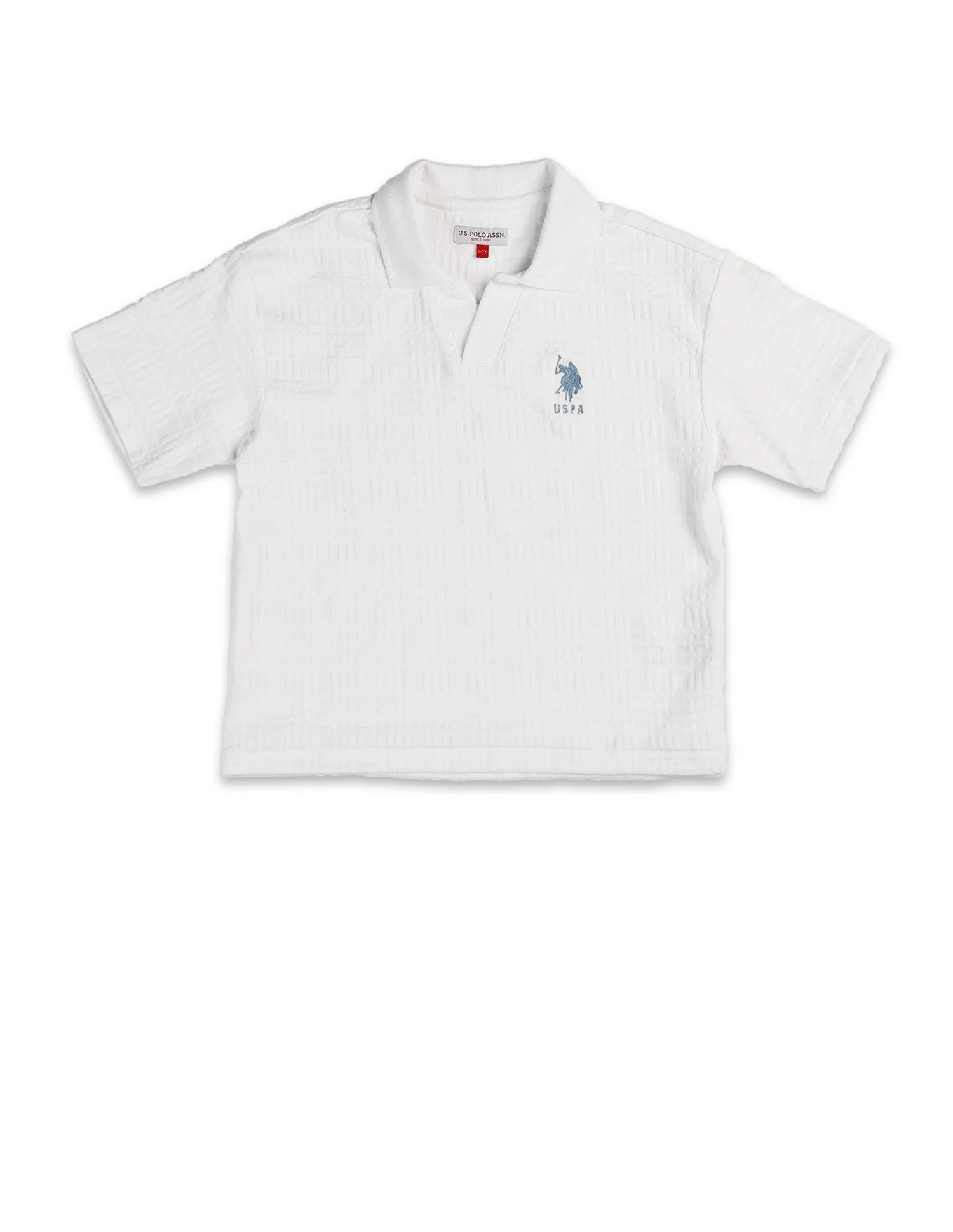 Boys Textured Boxy Fit Polo Shirt - Image 7