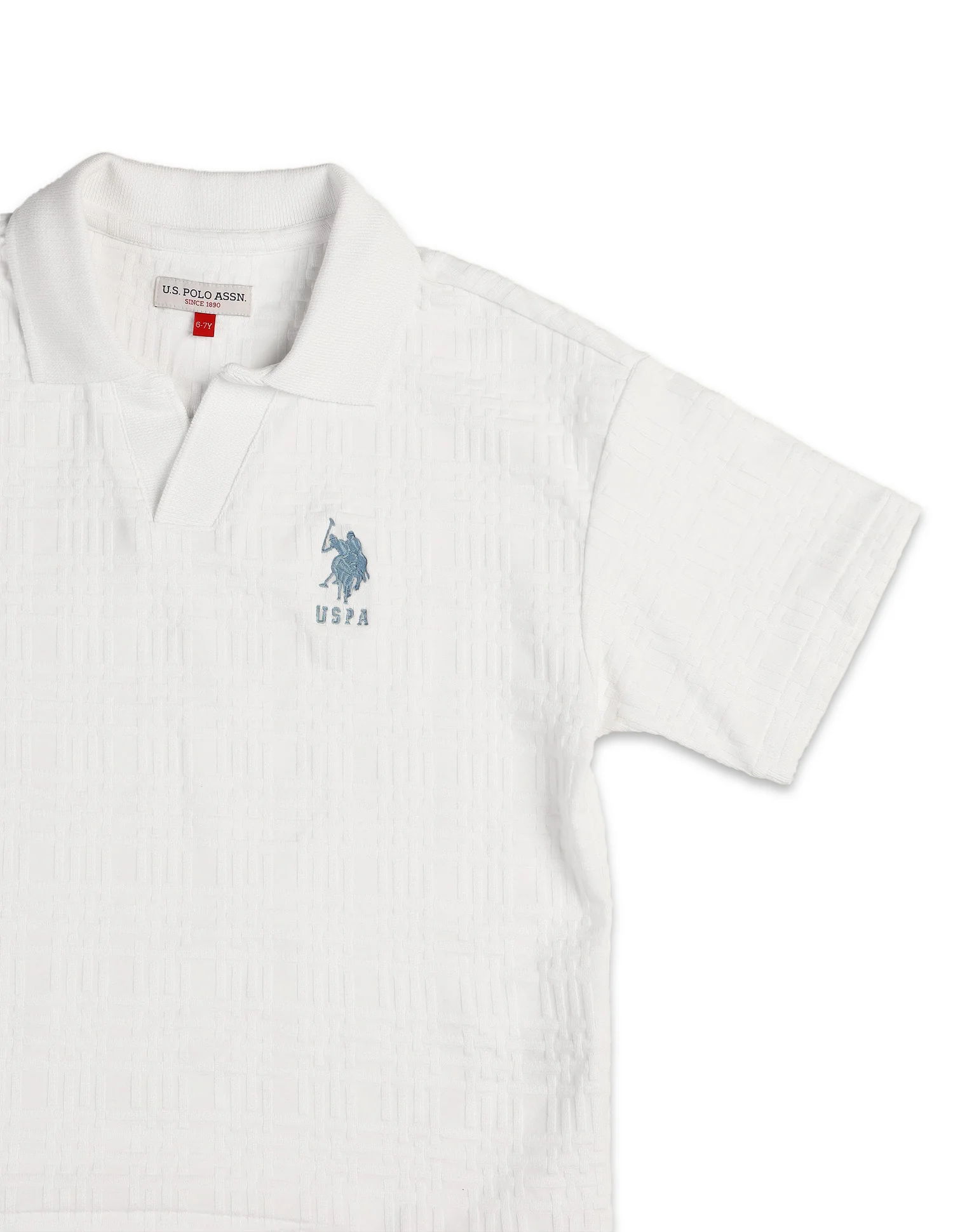 Boys Textured Boxy Fit Polo Shirt - Image 9