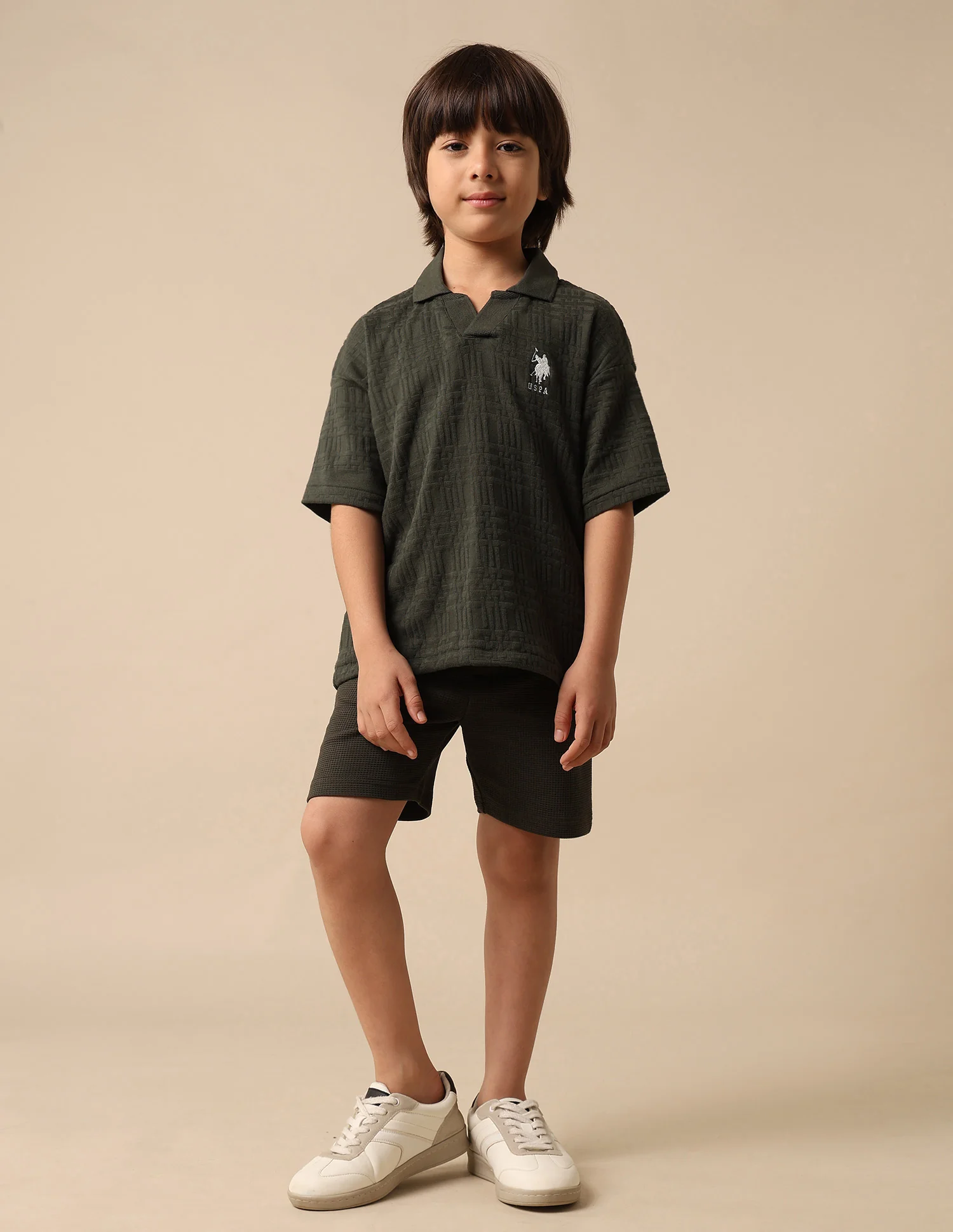 Boys Textured Boxy Fit Polo Shirt - Image 3
