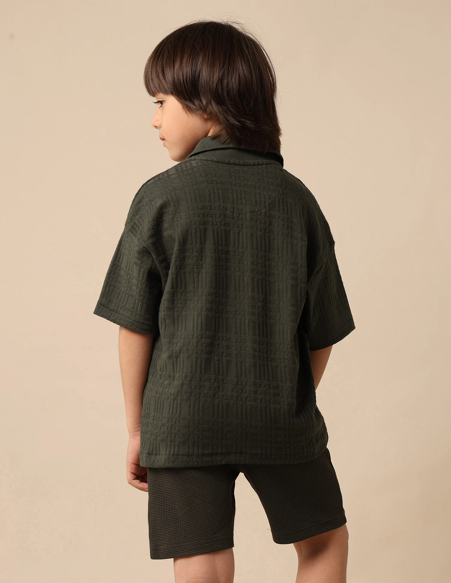 Boys Textured Boxy Fit Polo Shirt - Image 5