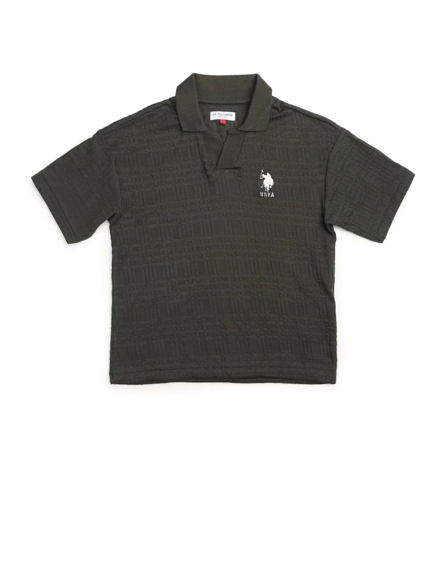 Boys Textured Boxy Fit Polo Shirt - Image 7