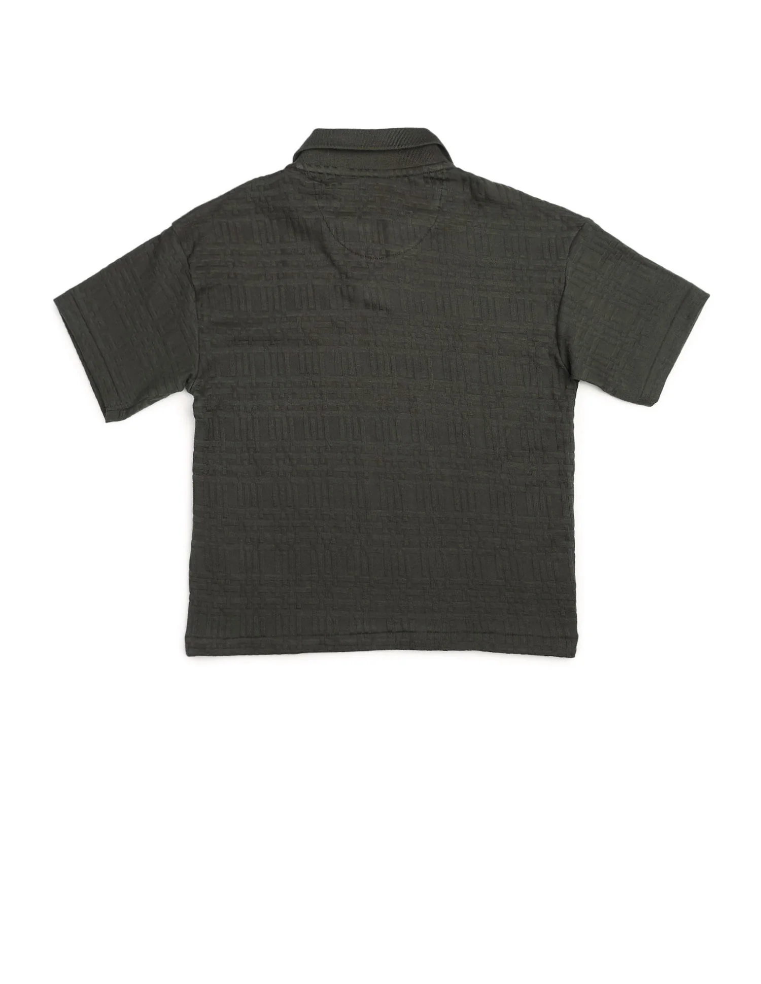 Boys Textured Boxy Fit Polo Shirt - Image 8