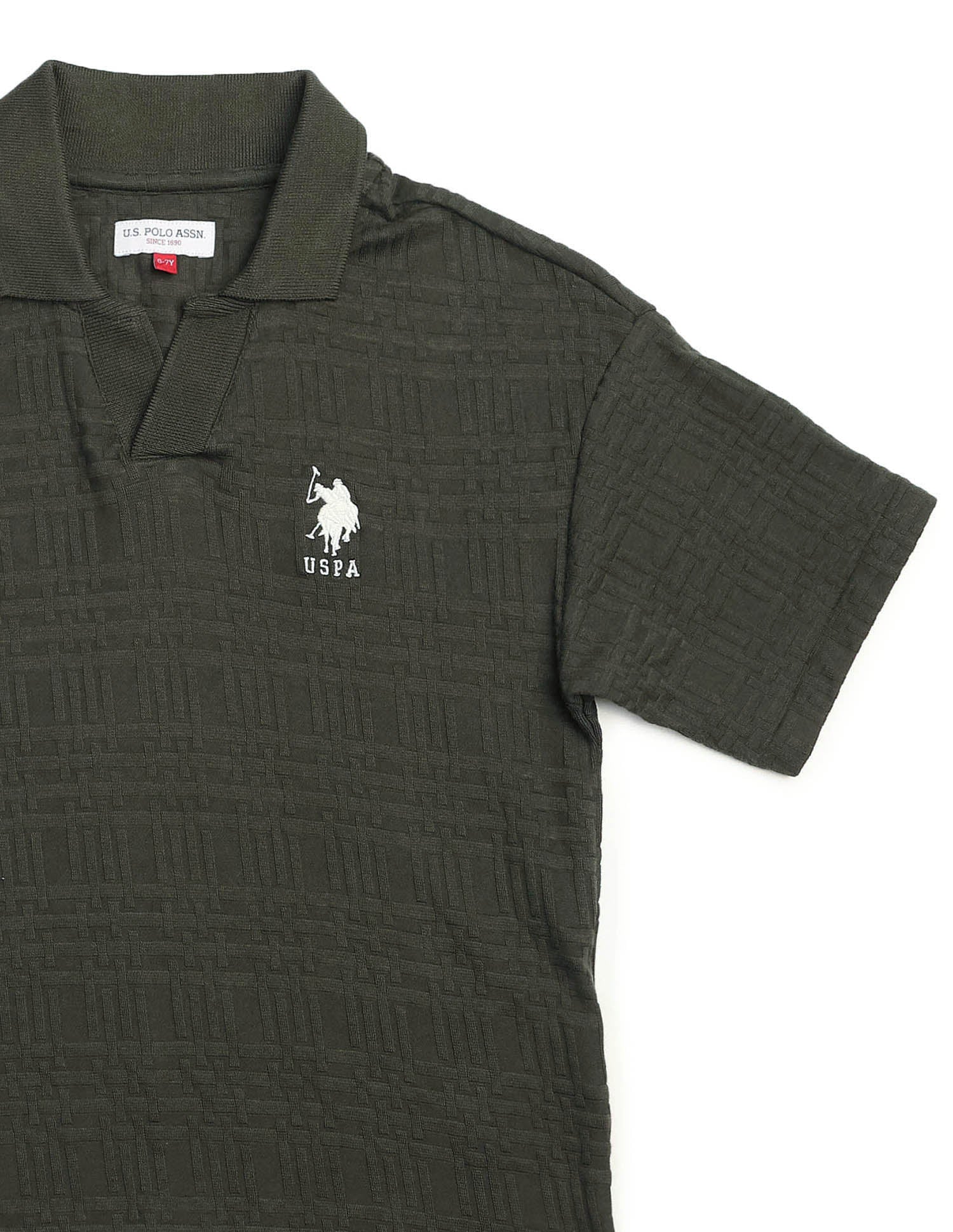 Boys Textured Boxy Fit Polo Shirt - Image 9