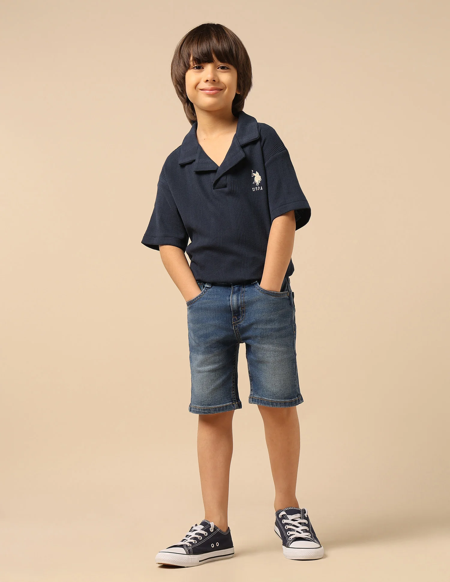 Boys Textured Boxy Fit Polo Shirt - Image 3