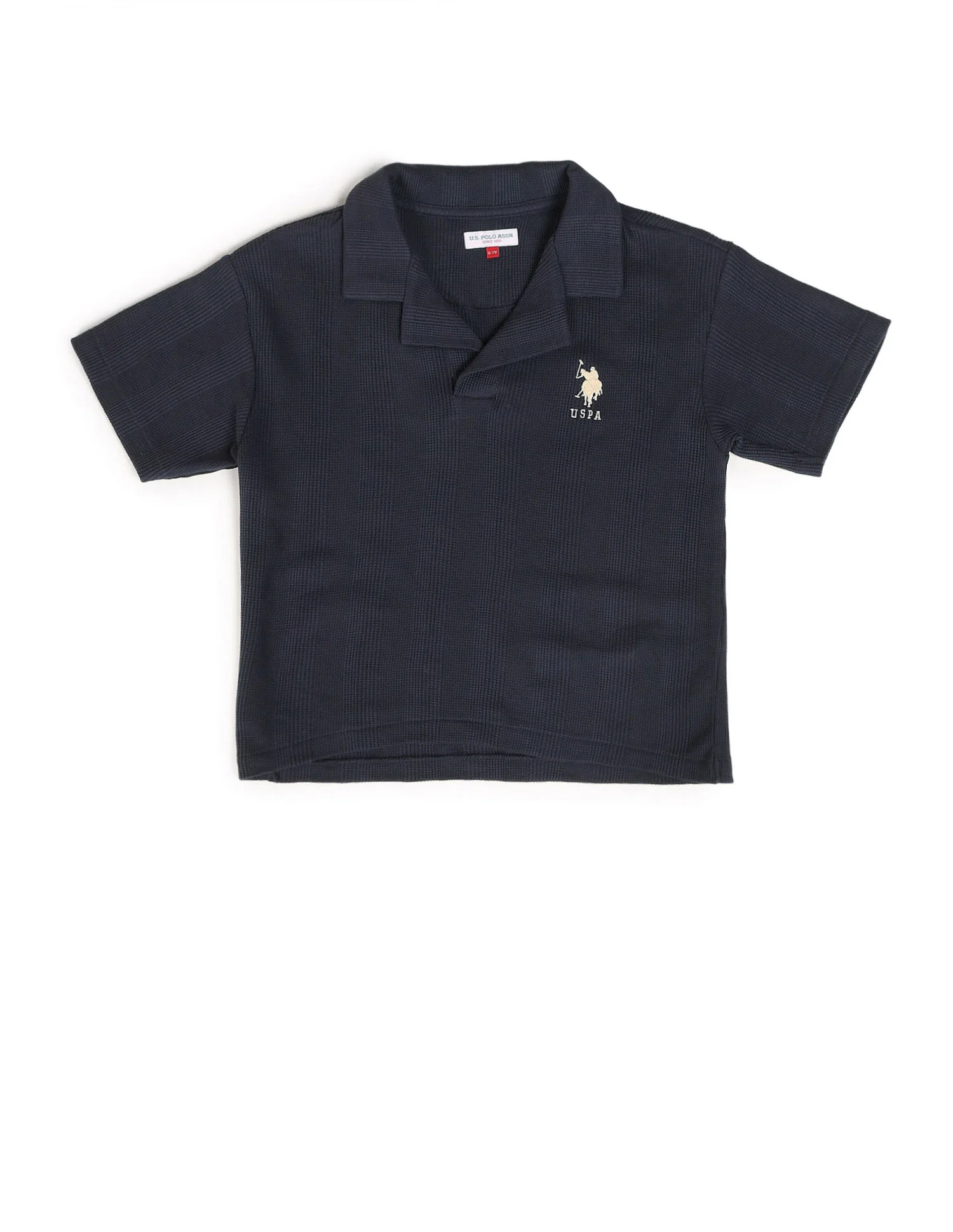 Boys Textured Boxy Fit Polo Shirt - Image 7