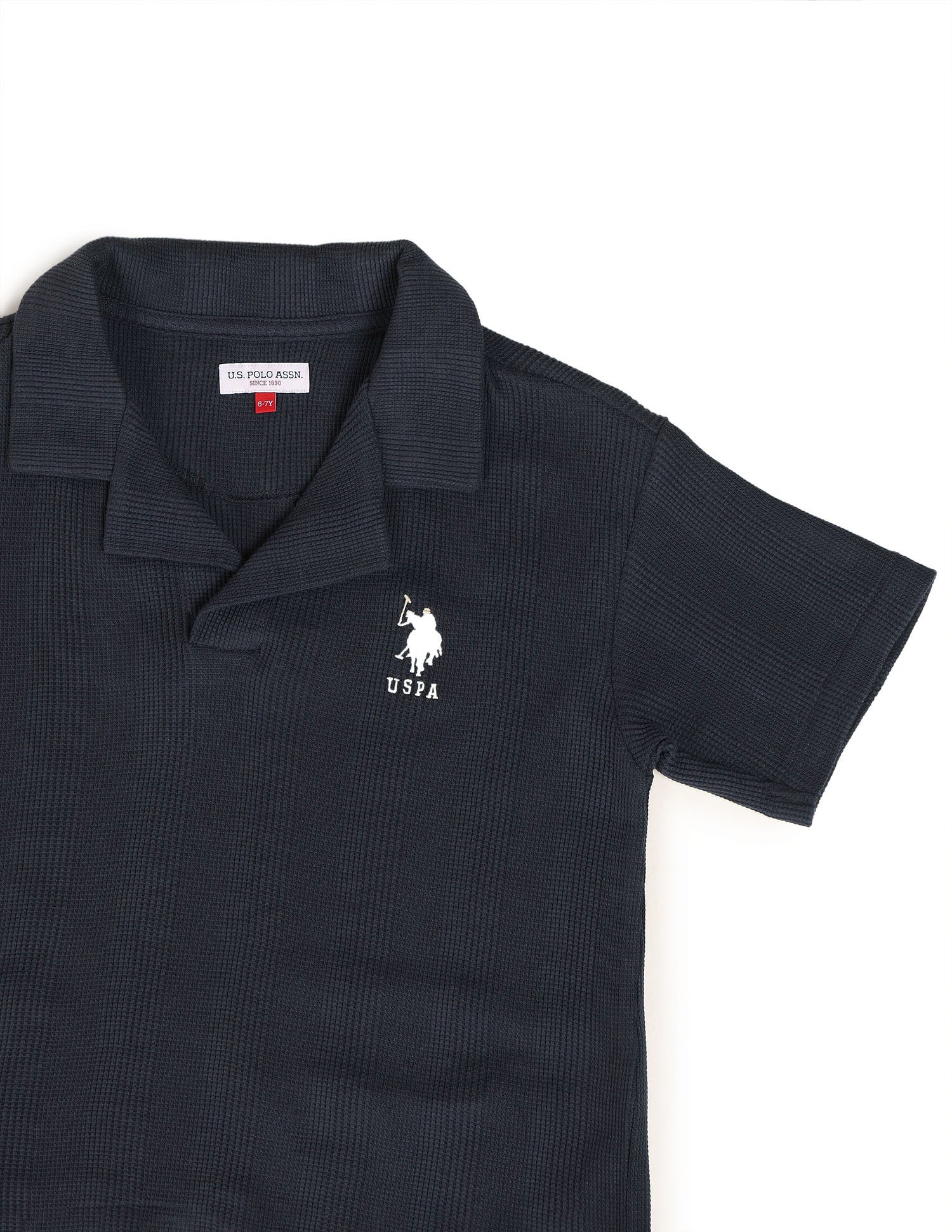 Boys Textured Boxy Fit Polo Shirt - Image 9