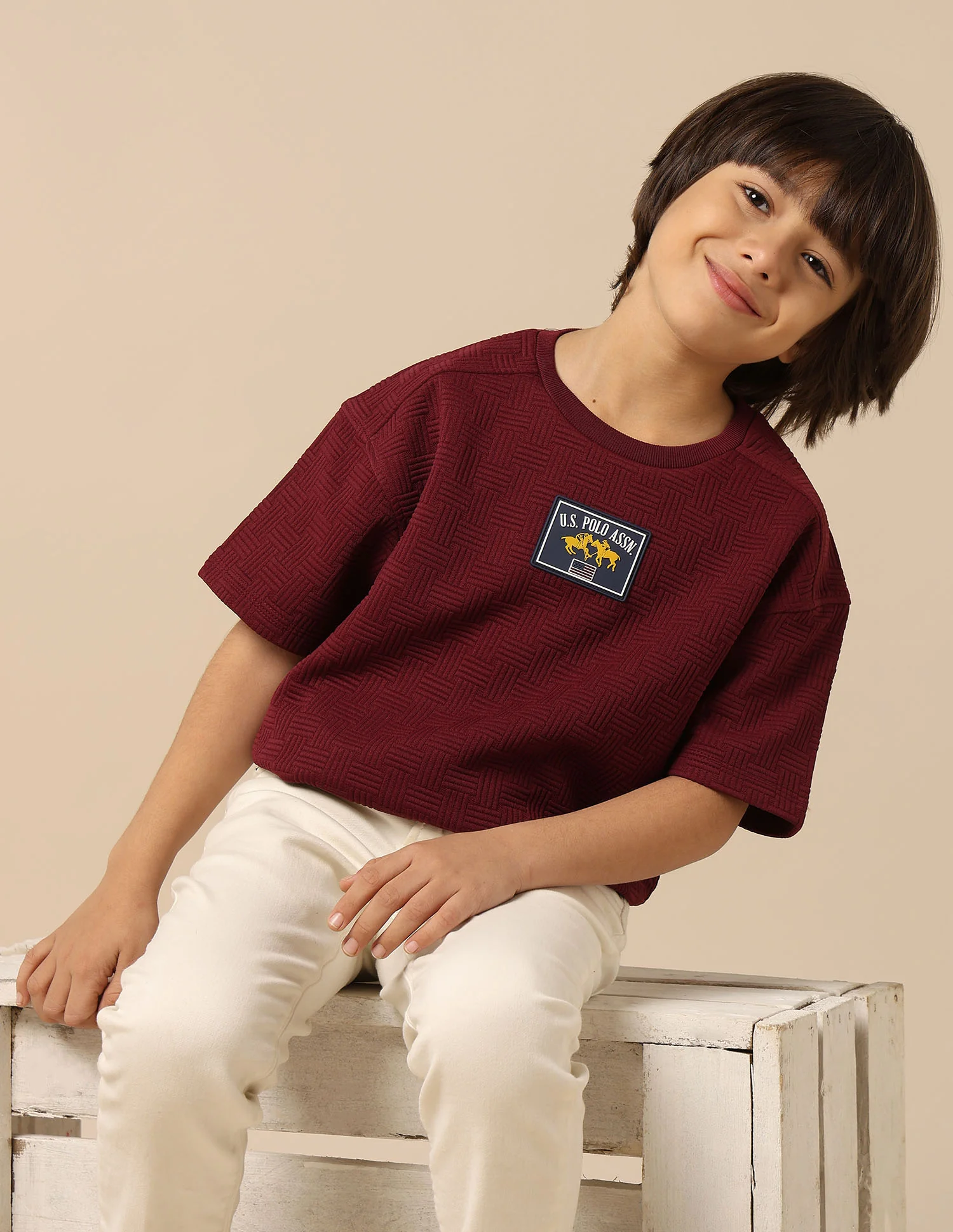 Boys Textured Boxy Fit T-Shirt