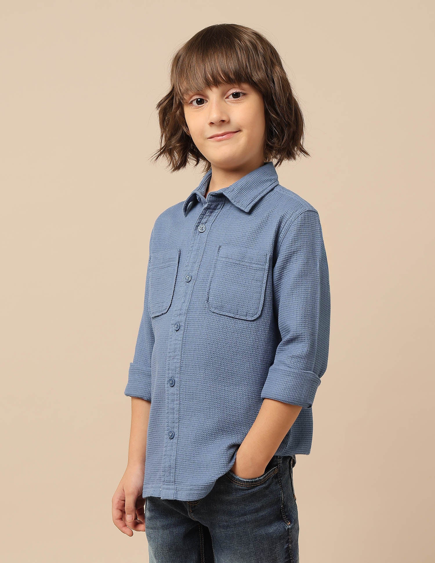 Boys Textured Dobby Shirt - Image 4