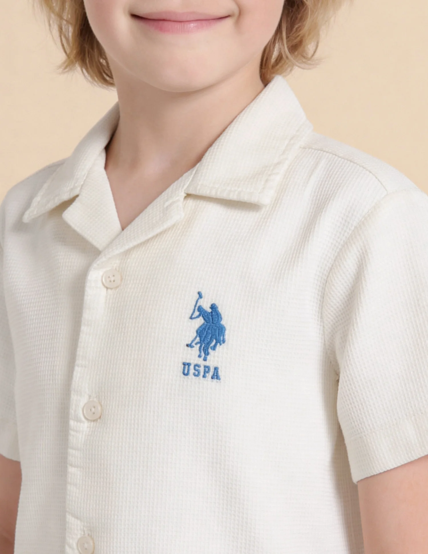 Boys Textured Graphic Brand Appliqued Shirt - Image 6
