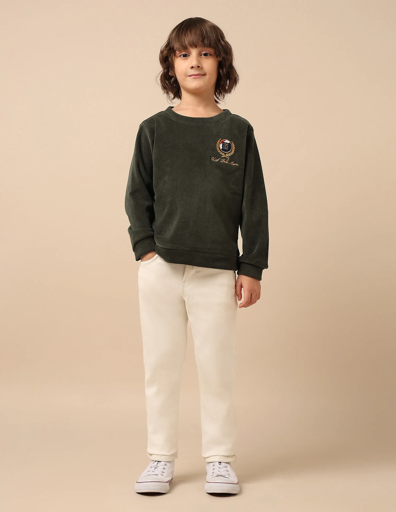 Boys Textured Patterned Knit Regular Fit Sweatshirt - Image 3
