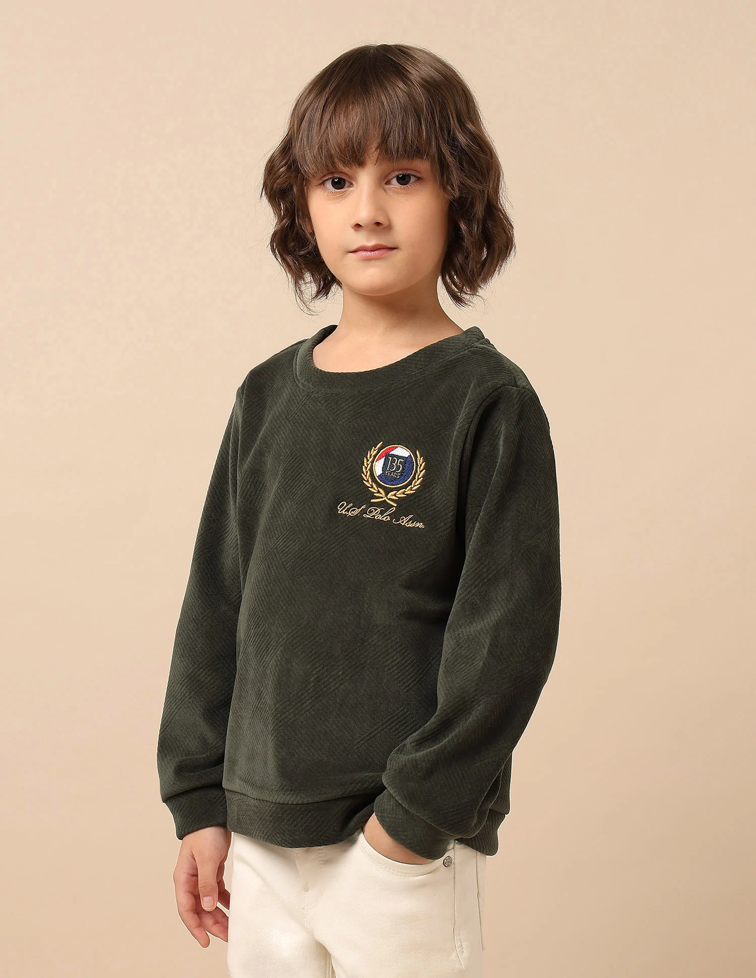 Boys Textured Patterned Knit Regular Fit Sweatshirt - Image 4