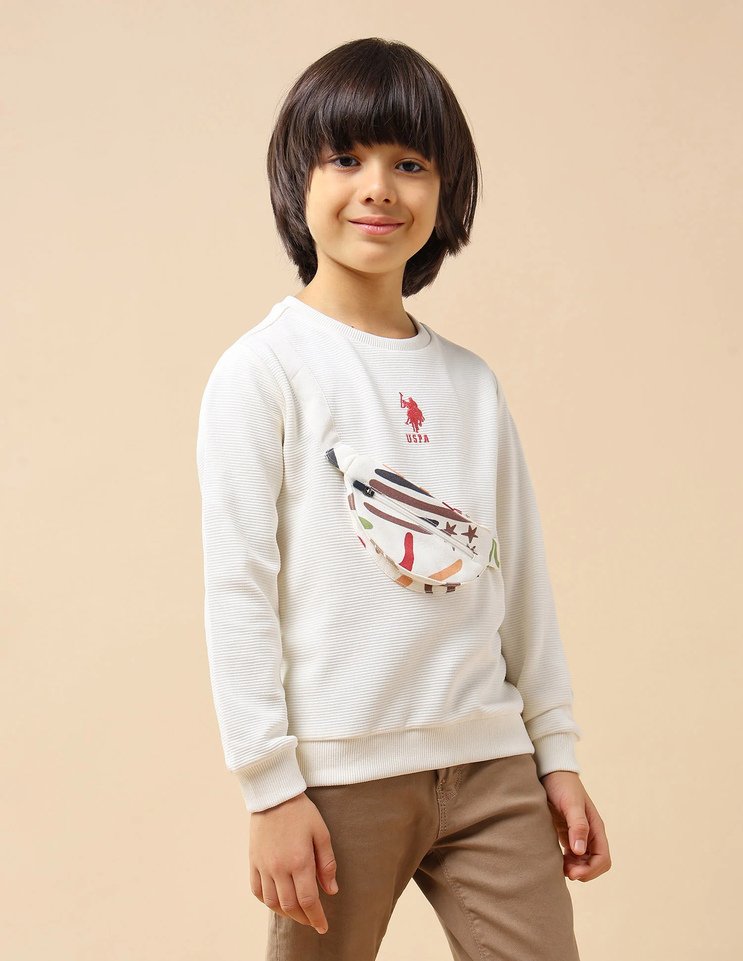 Boys Textured patterned Knit Regular Fit Sweatshirt - Image 4