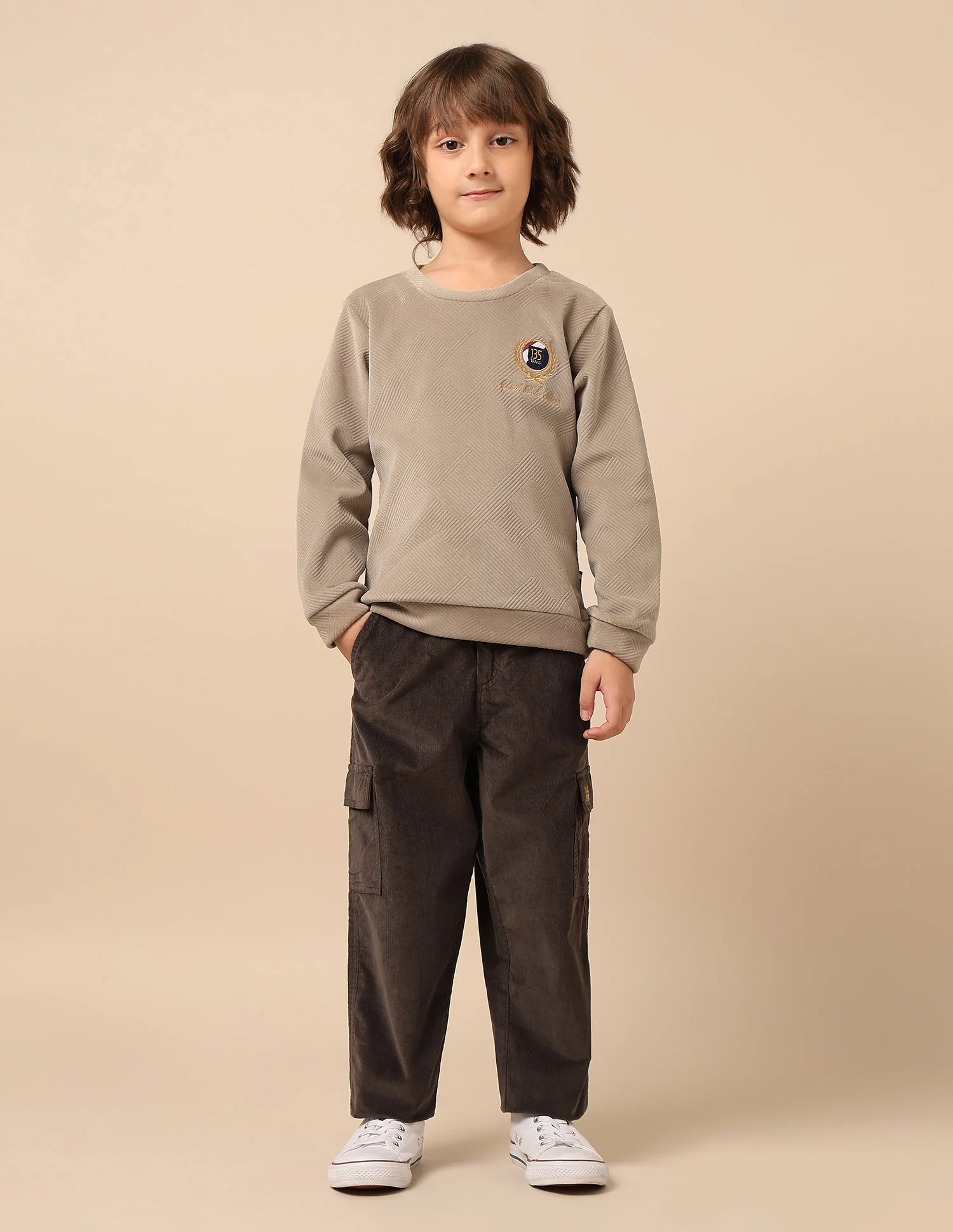 Boys Textured Patterned Knit Regular Fit Sweatshirt - Image 3