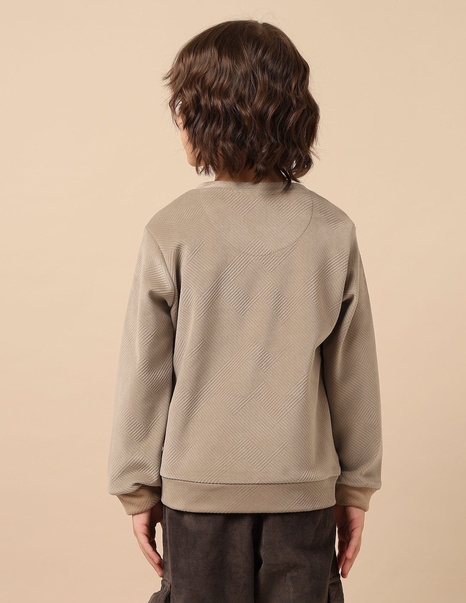 Boys Textured Patterned Knit Regular Fit Sweatshirt - Image 5