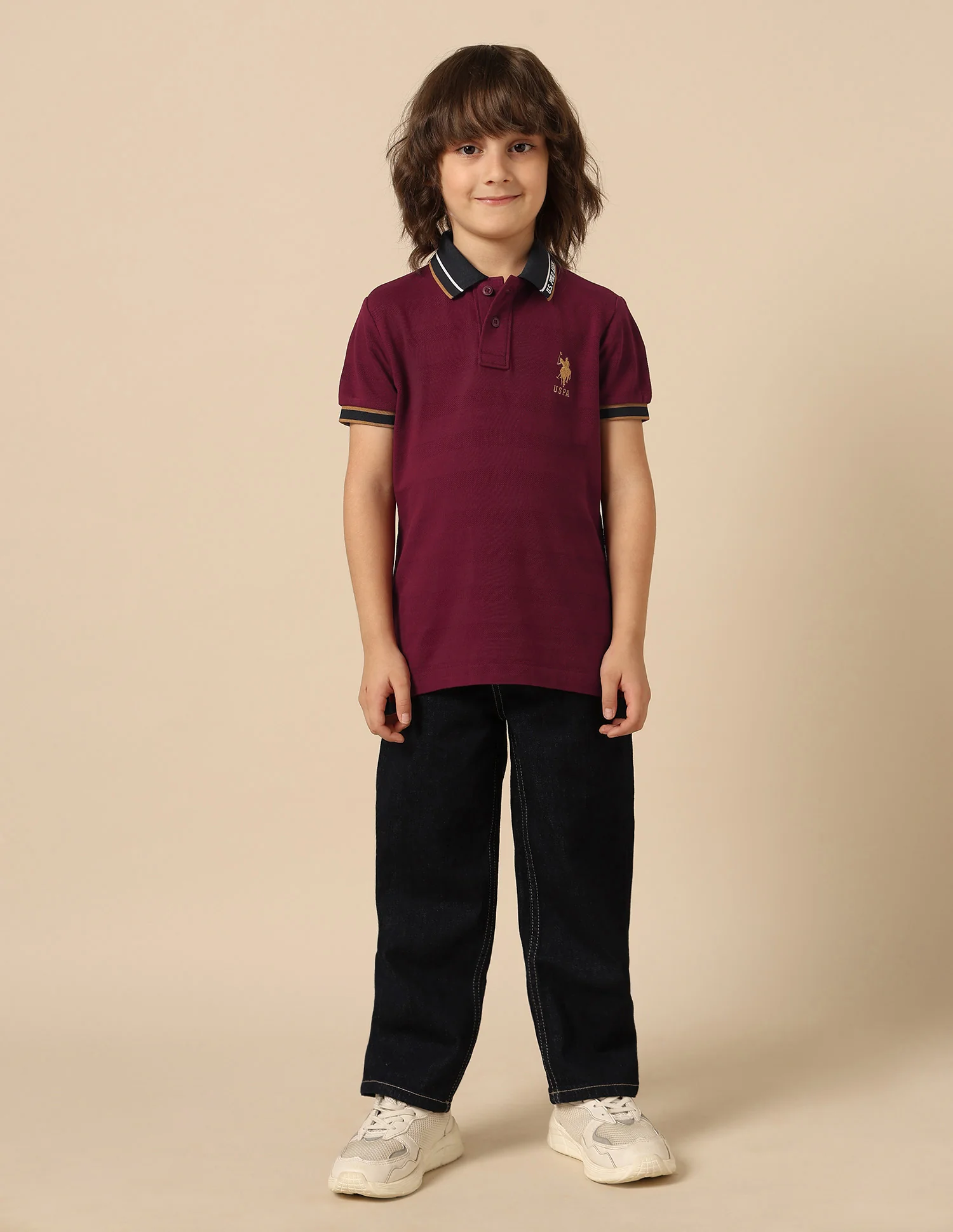 Boys Textured Pure Cotton Polo Shirt - Image 3