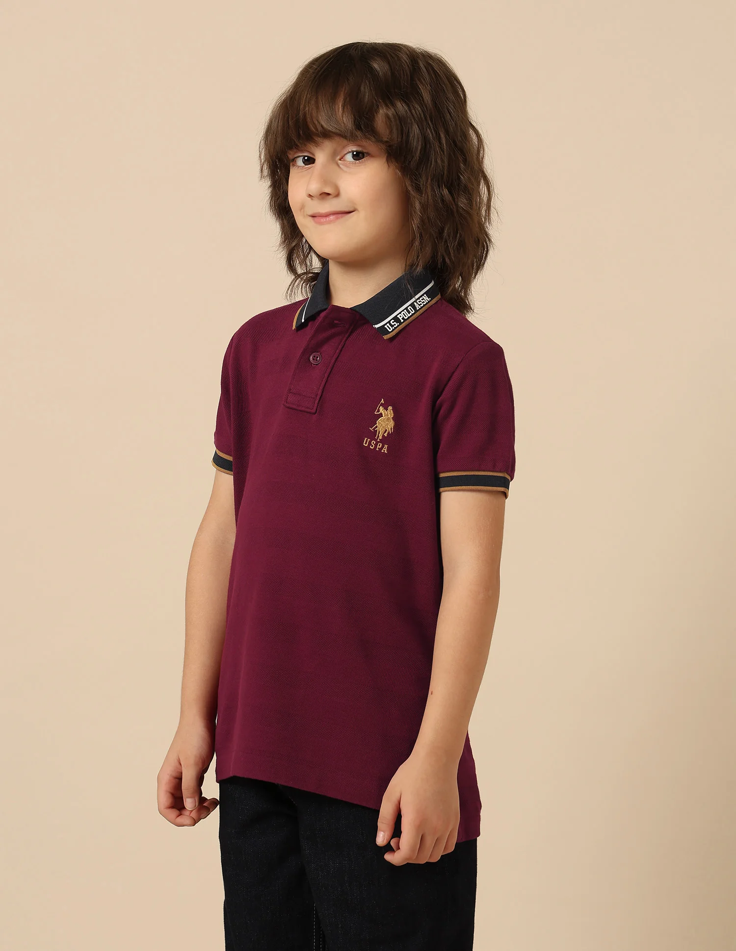 Boys Textured Pure Cotton Polo Shirt - Image 4
