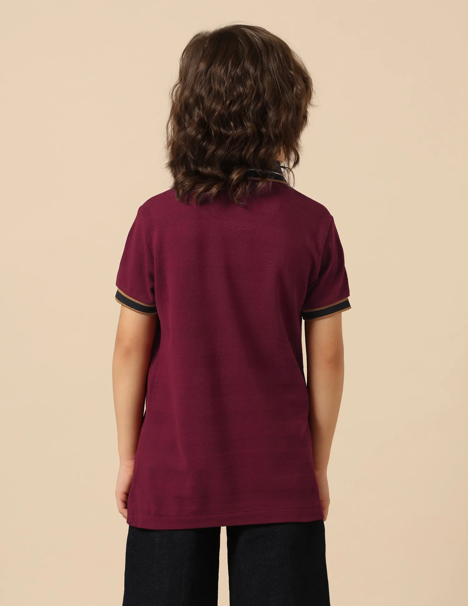 Boys Textured Pure Cotton Polo Shirt - Image 5
