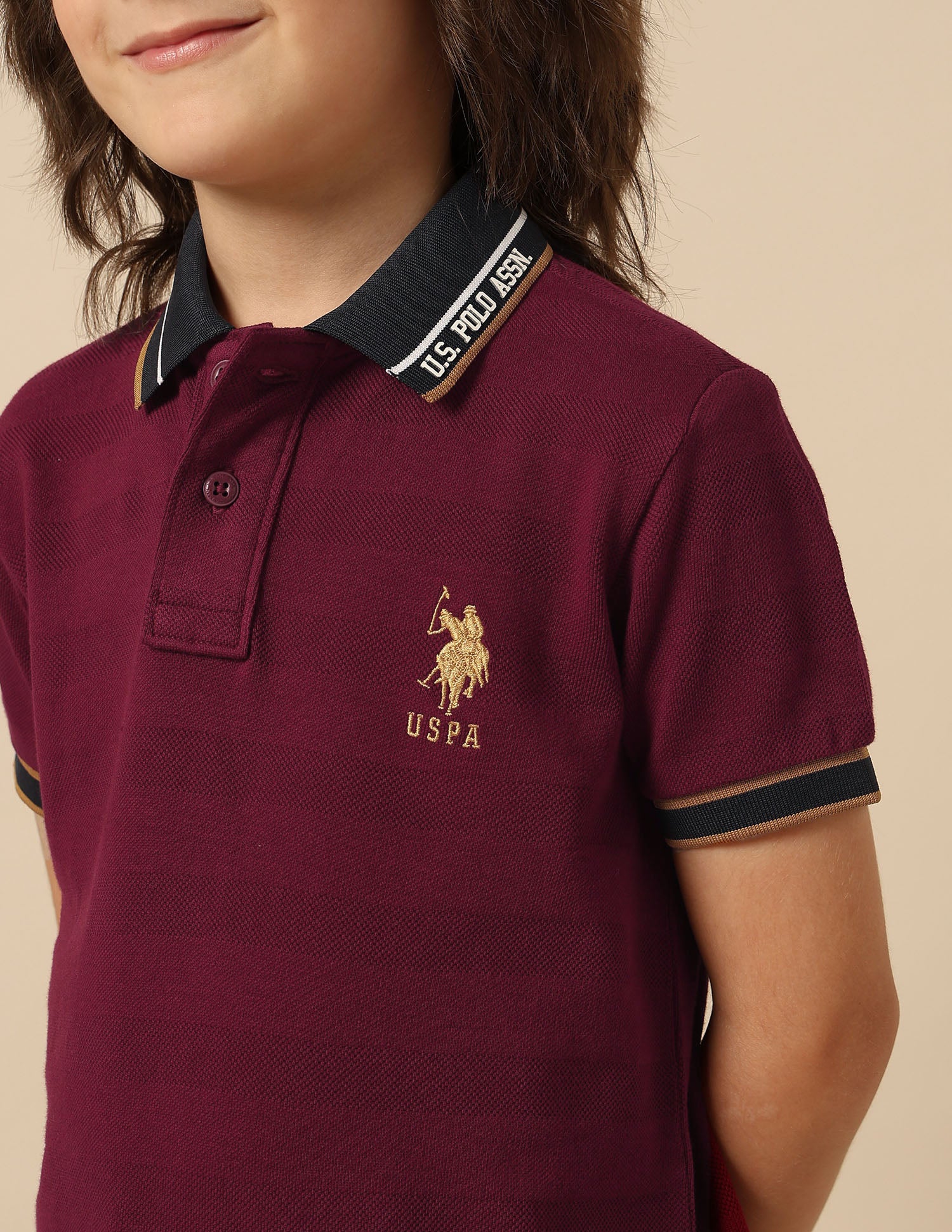 Boys Textured Pure Cotton Polo Shirt - Image 6