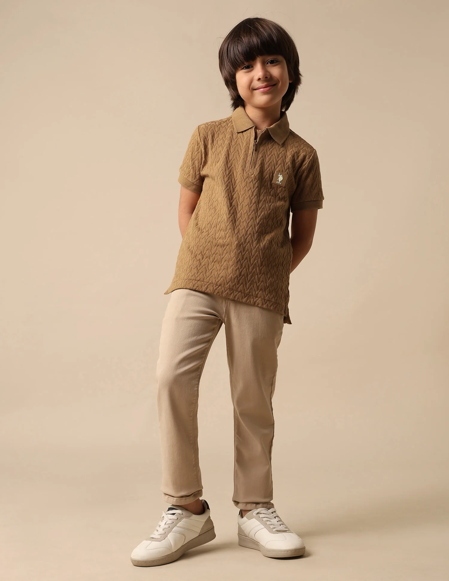 Boys Textured Pure Cotton Polo Shirt - Image 3