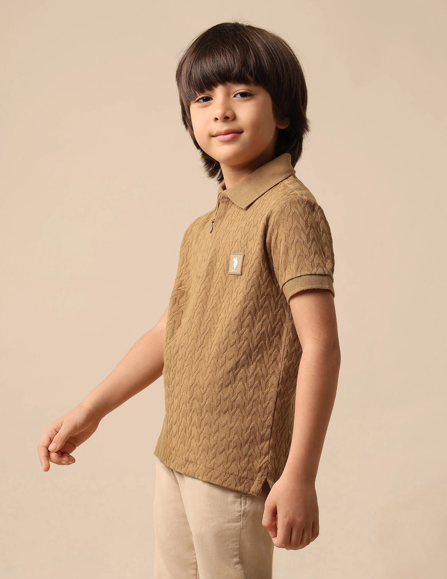 Boys Textured Pure Cotton Polo Shirt - Image 4