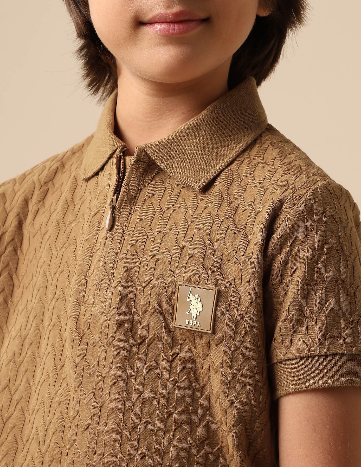 Boys Textured Pure Cotton Polo Shirt - Image 6