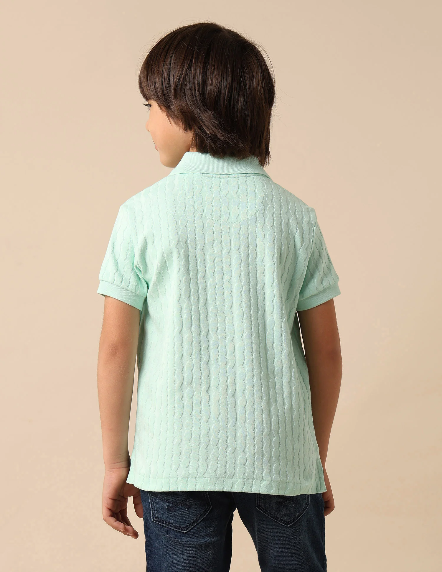 Boys Textured Pure Cotton Polo Shirt - Image 5