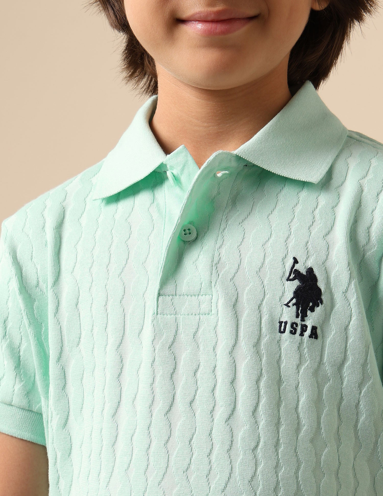 Boys Textured Pure Cotton Polo Shirt - Image 6