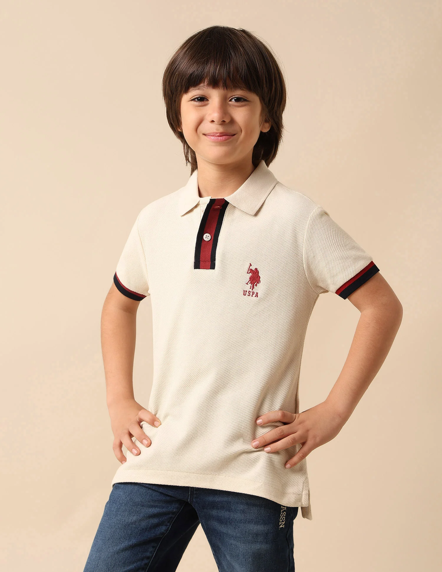 Boys Textured Pure Cotton Polo Shirt - Image 4