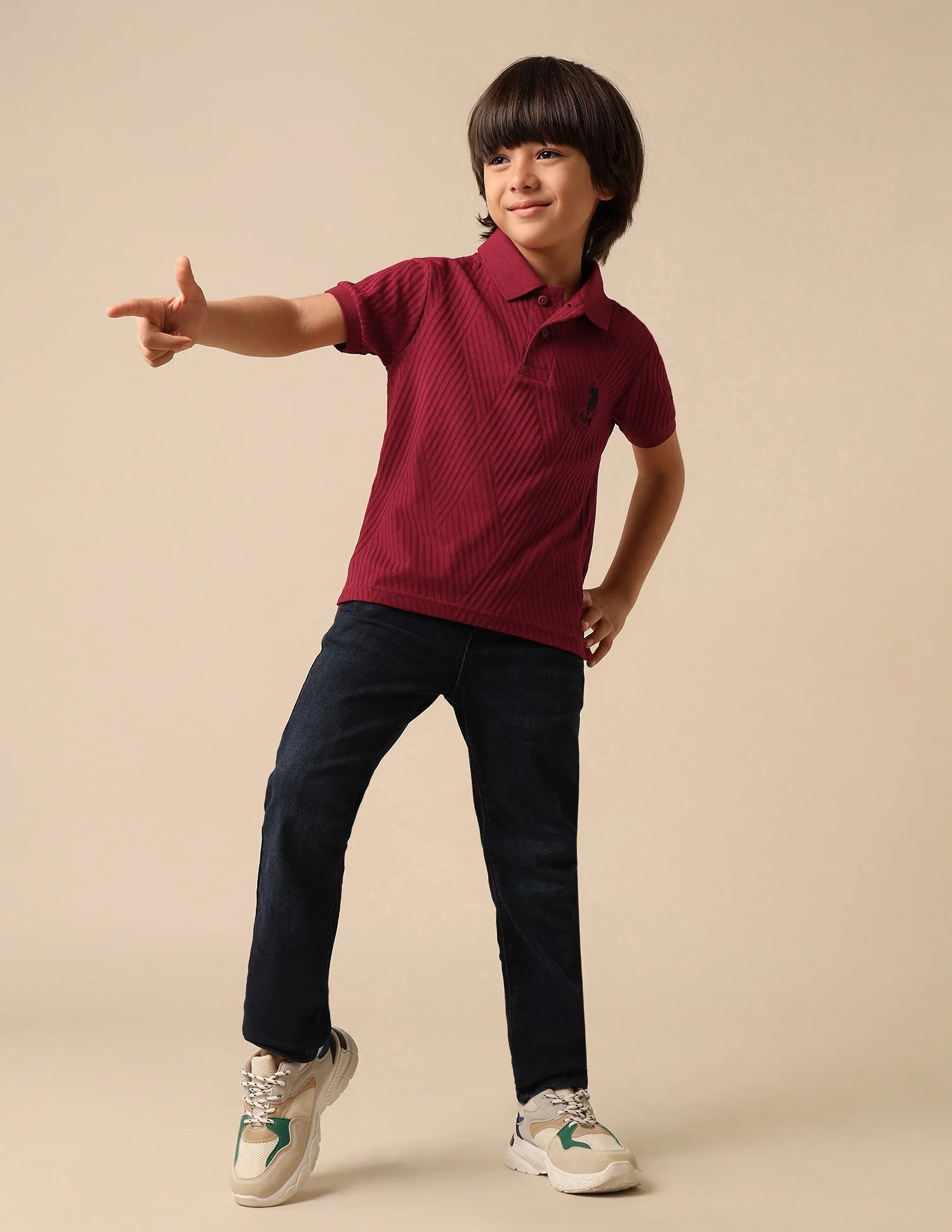 Boys Textured Pure Cotton Polo Shirt - Image 3