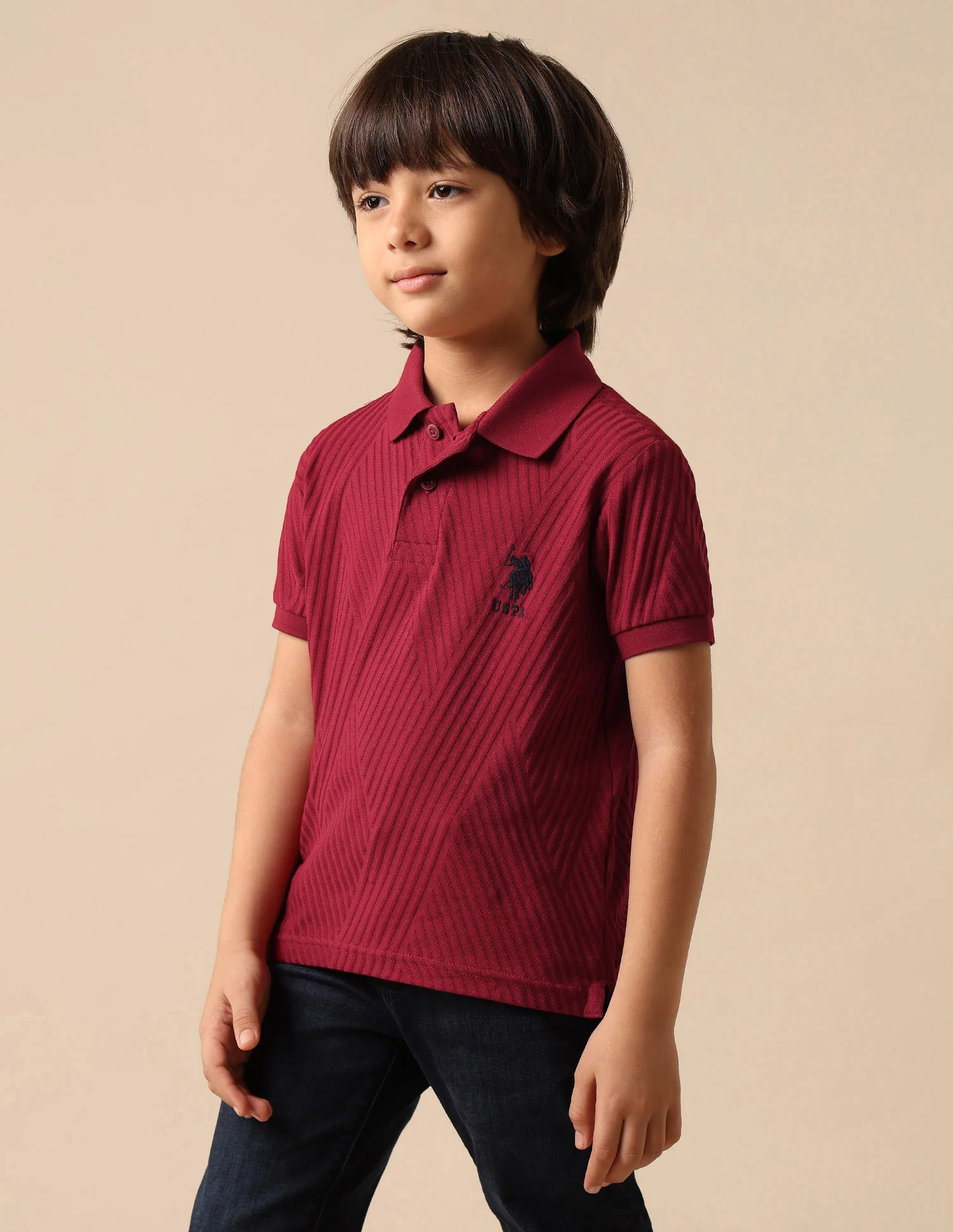 Boys Textured Pure Cotton Polo Shirt - Image 4