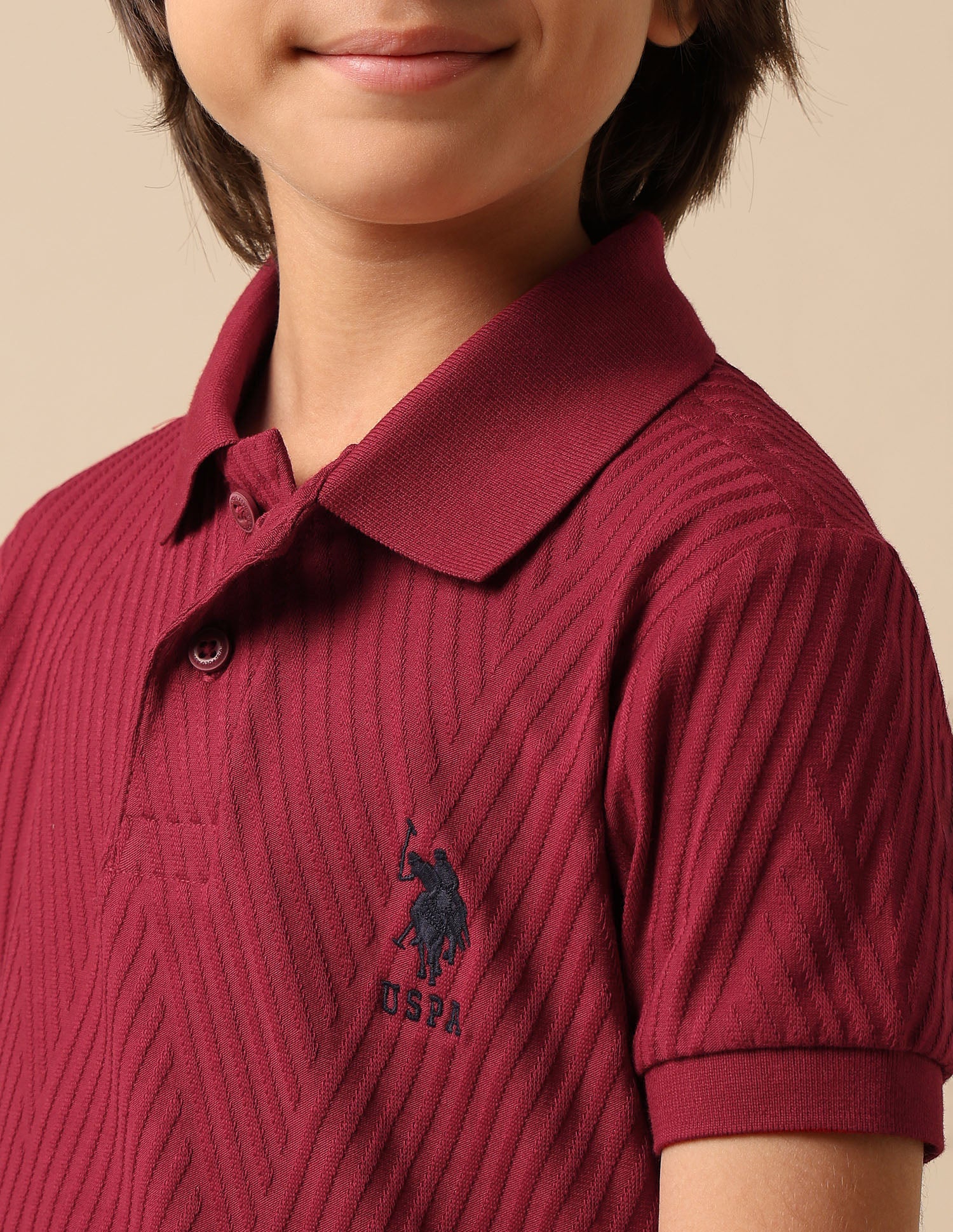 Boys Textured Pure Cotton Polo Shirt - Image 6