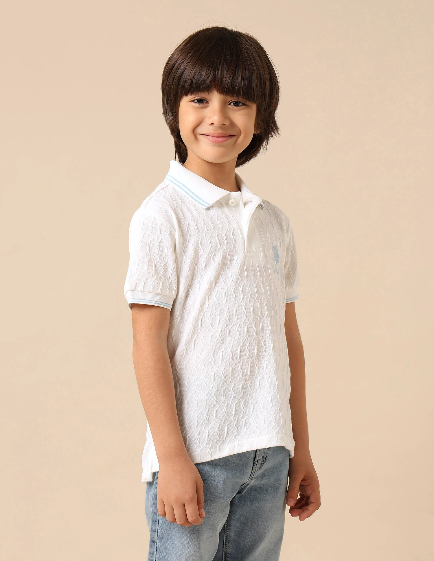 Boys Textured Pure Cotton Polo Shirt - Image 4