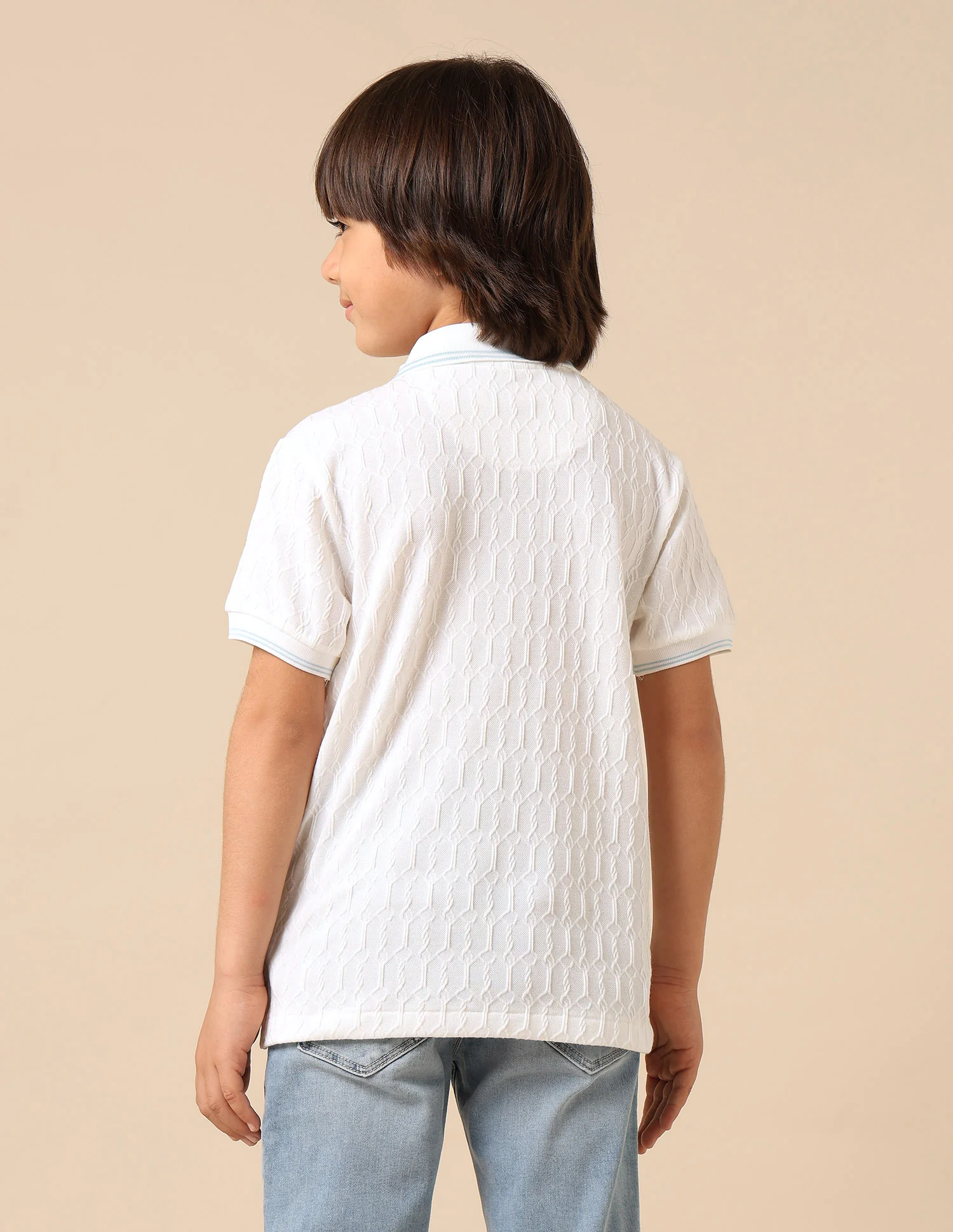 Boys Textured Pure Cotton Polo Shirt - Image 5
