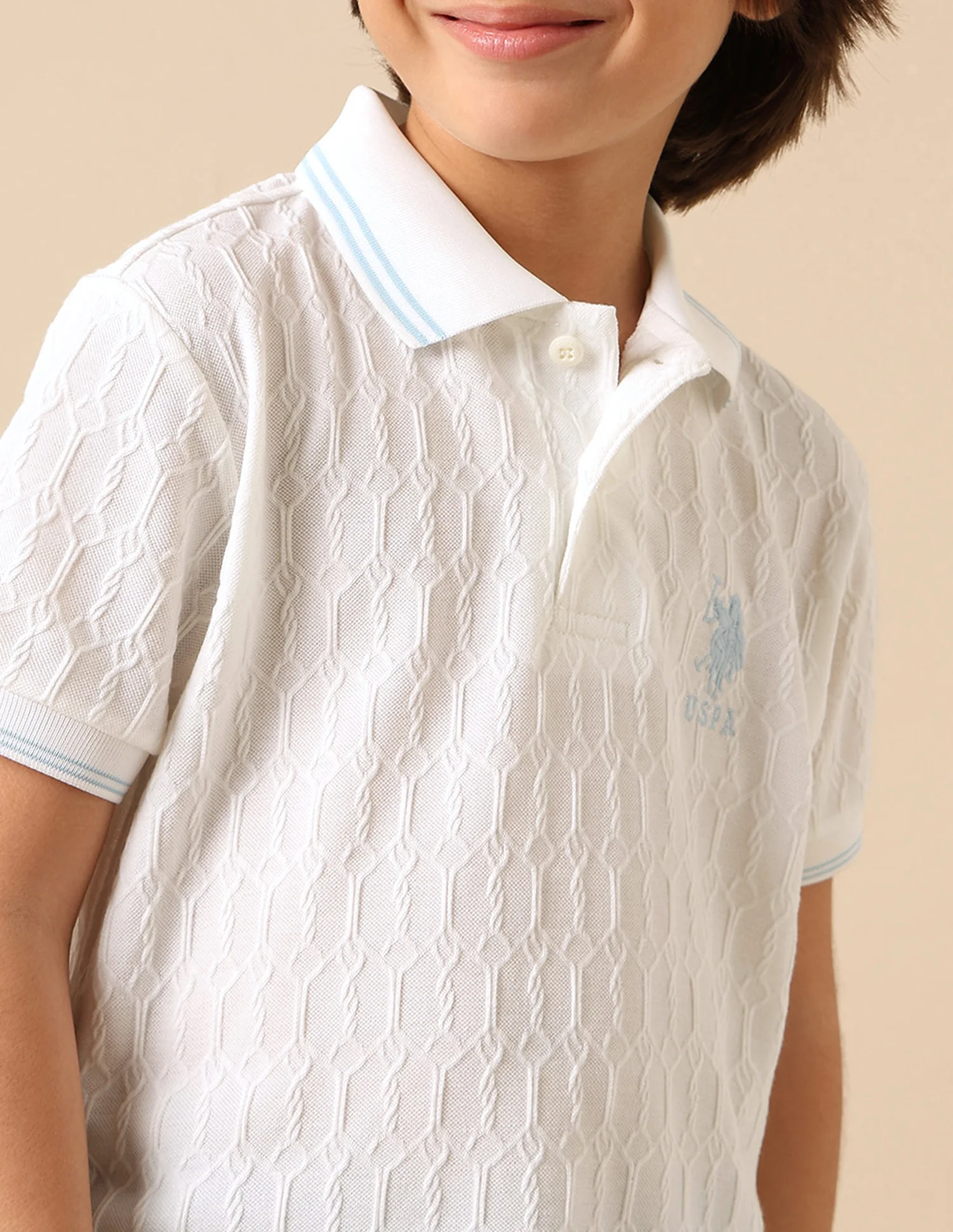 Boys Textured Pure Cotton Polo Shirt - Image 6