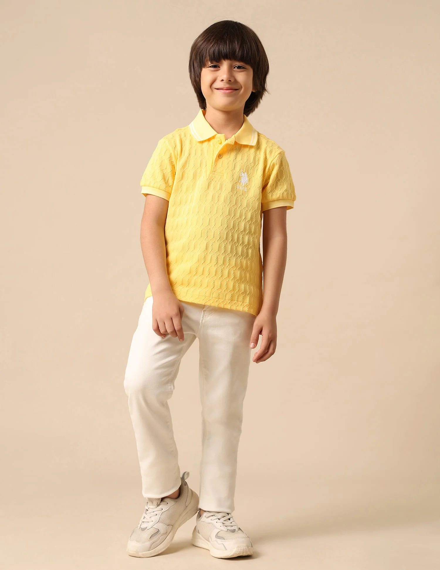 Boys Textured Pure Cotton Polo Shirt - Image 3