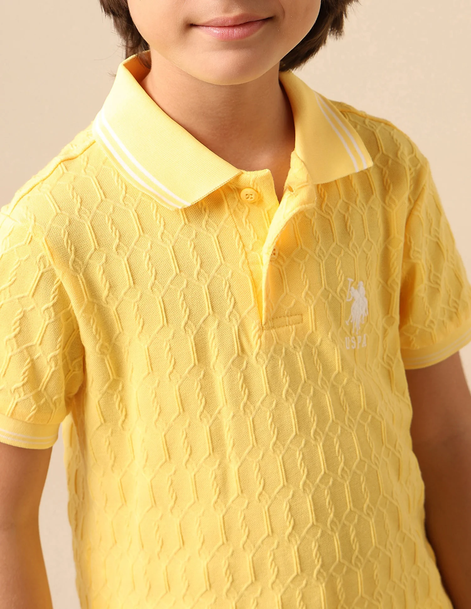 Boys Textured Pure Cotton Polo Shirt - Image 6