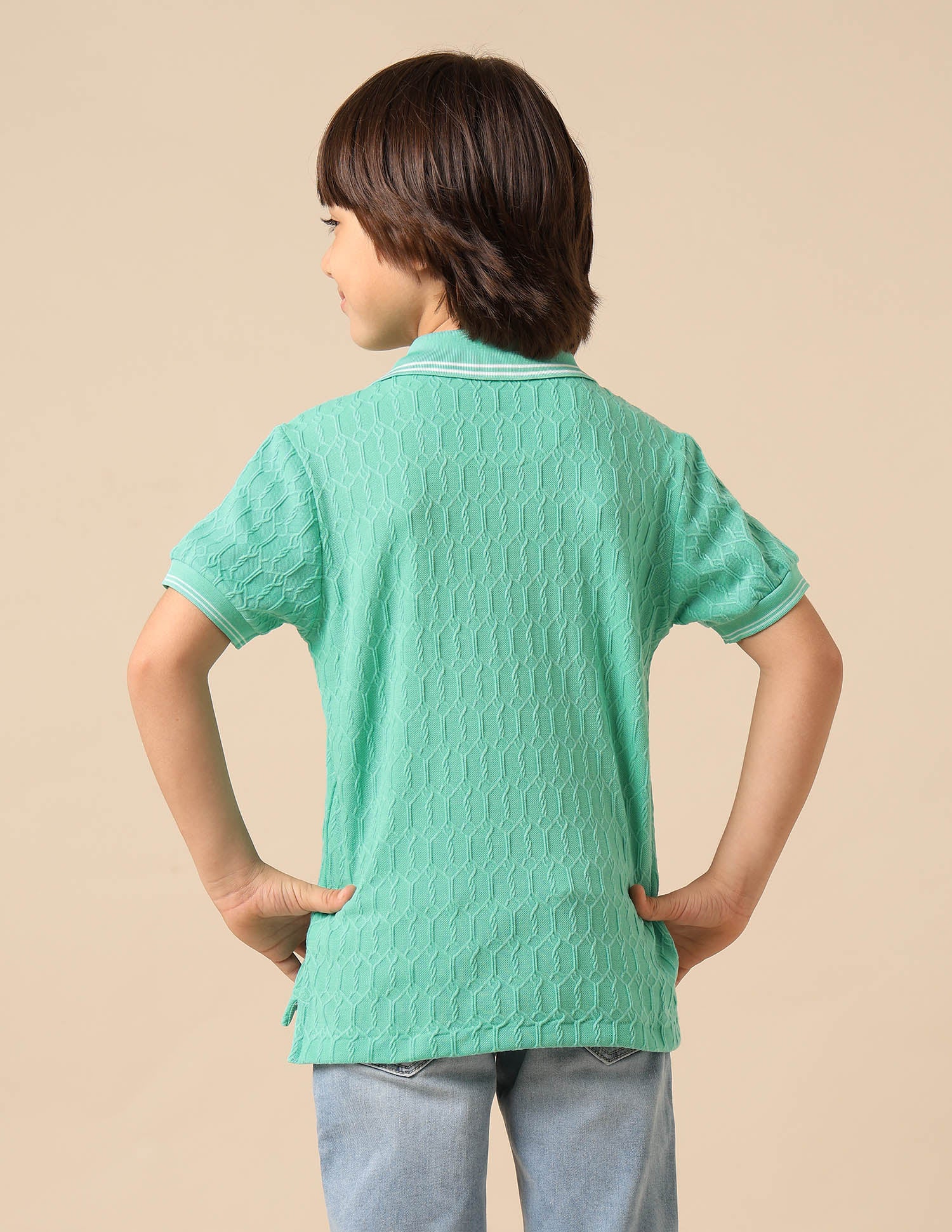 Boys Textured Pure Cotton Polo Shirt - Image 5