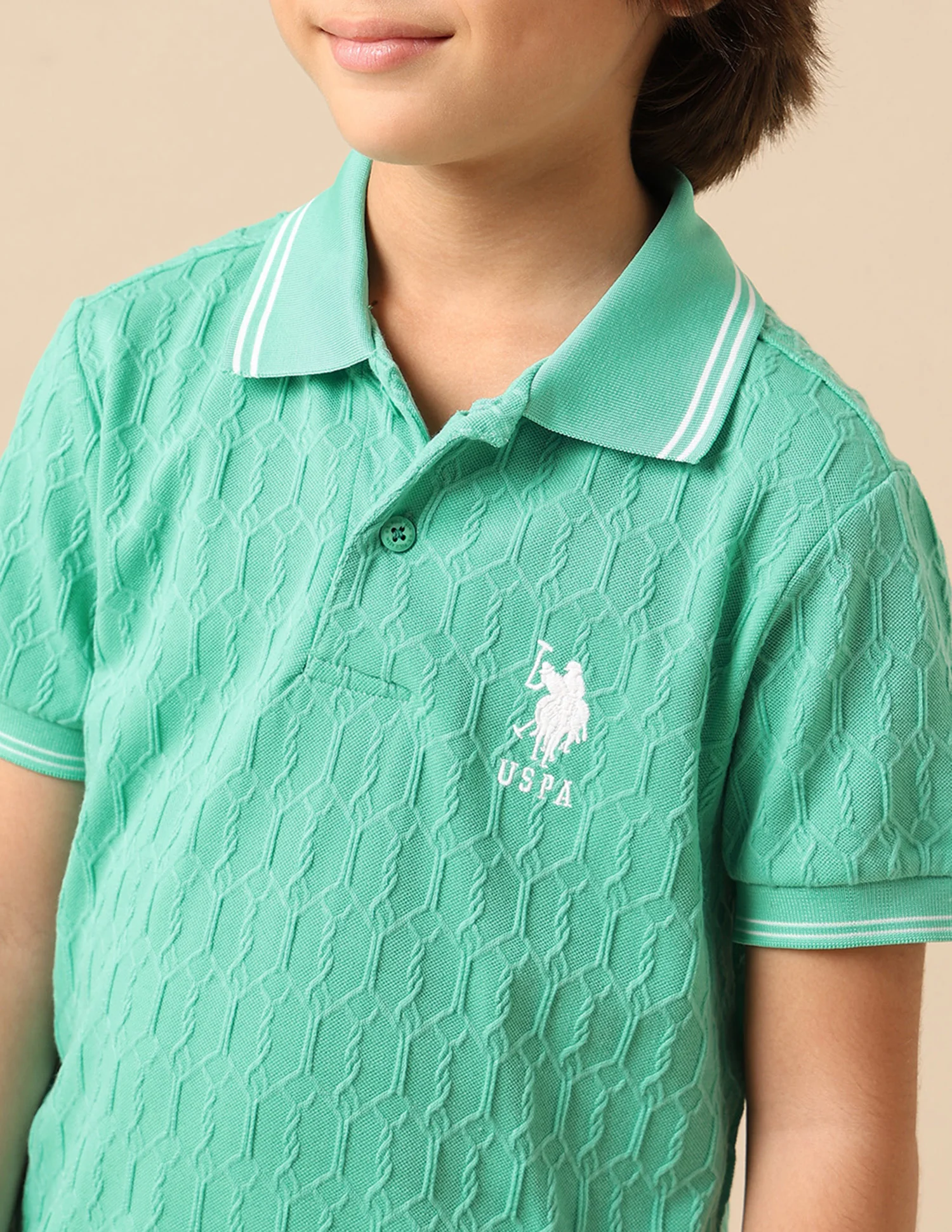 Boys Textured Pure Cotton Polo Shirt - Image 6