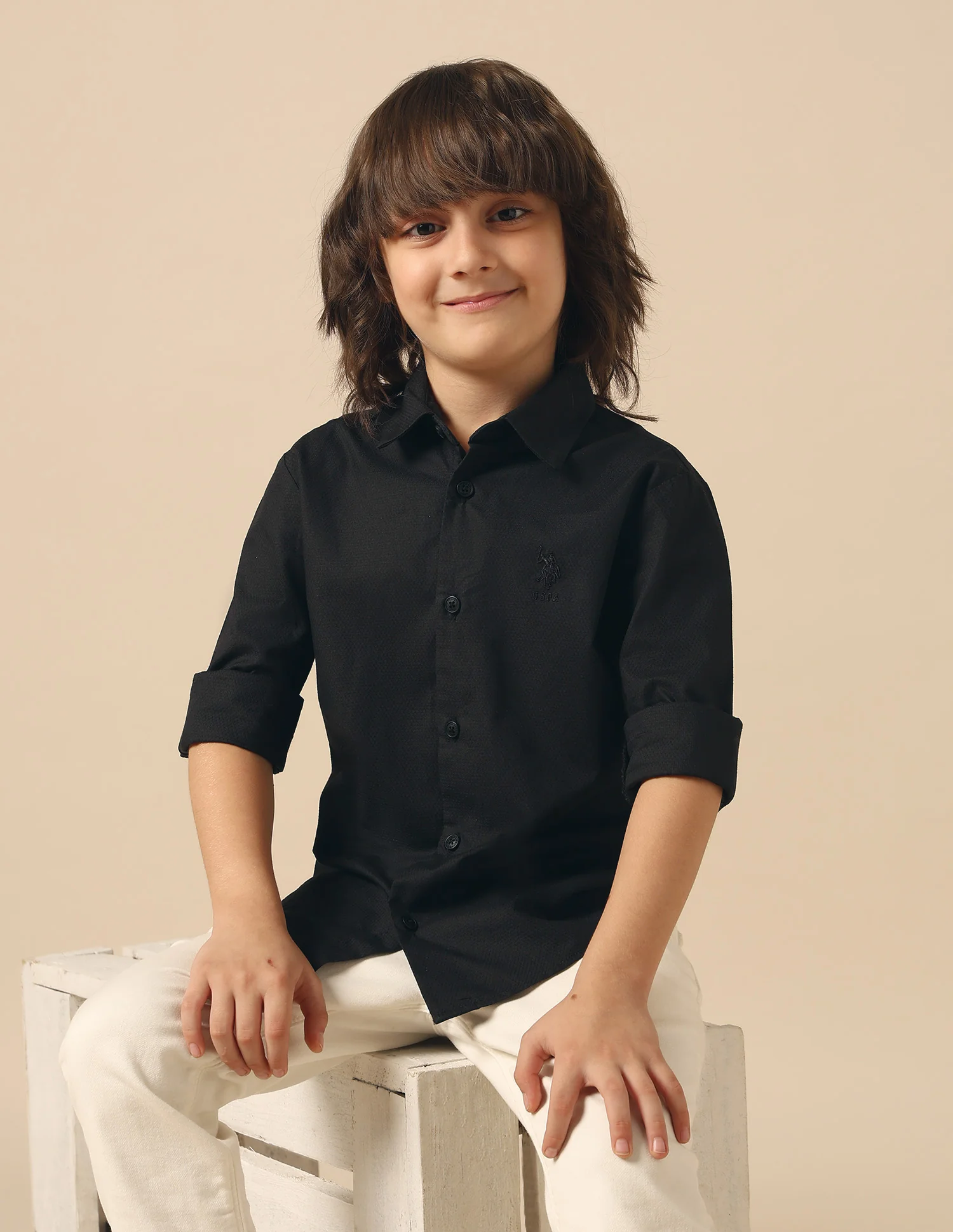 Boys Textured Pure Cotton Shirt