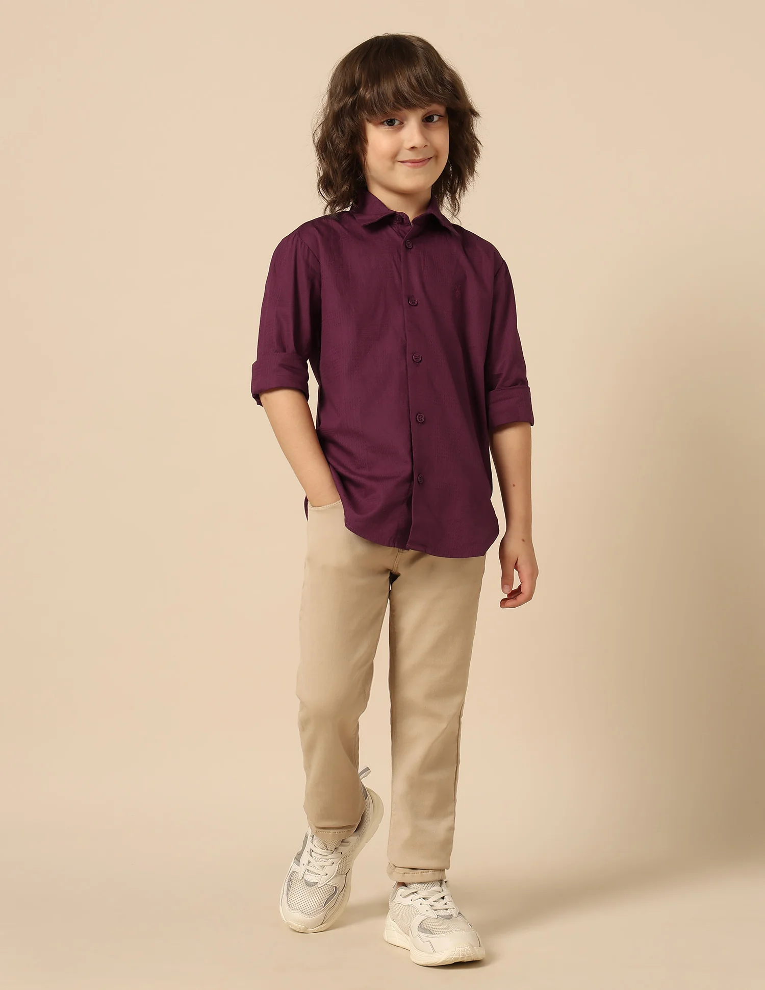 Boys Textured Pure Cotton Shirt - Image 3
