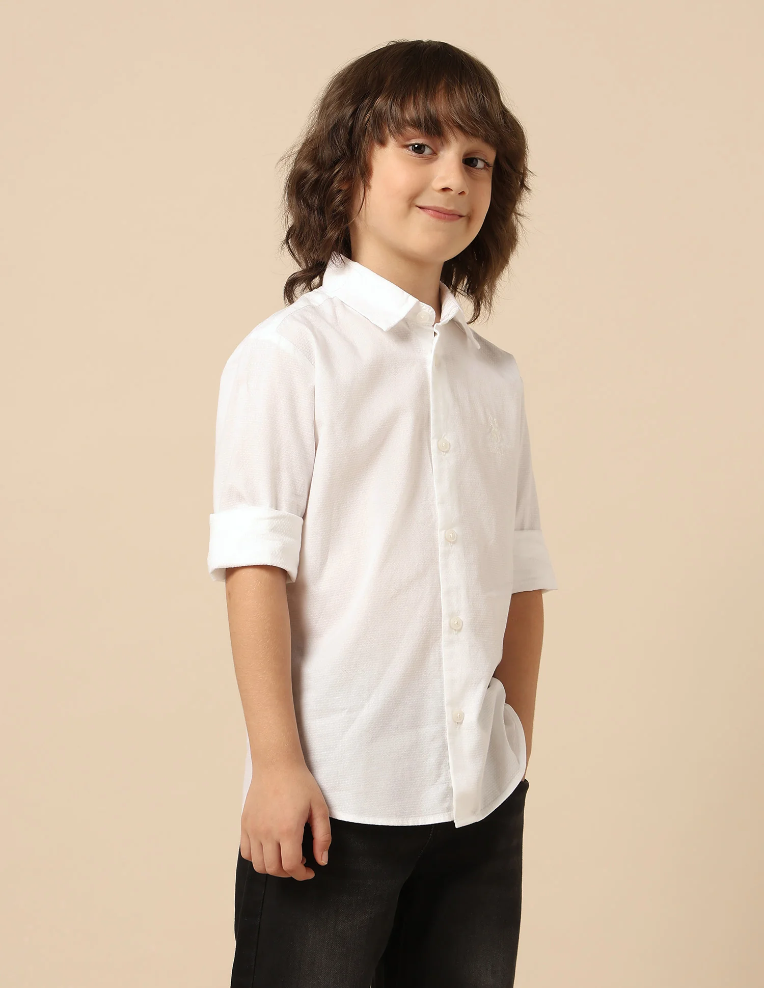 Boys Textured Pure Cotton Shirt - Image 4
