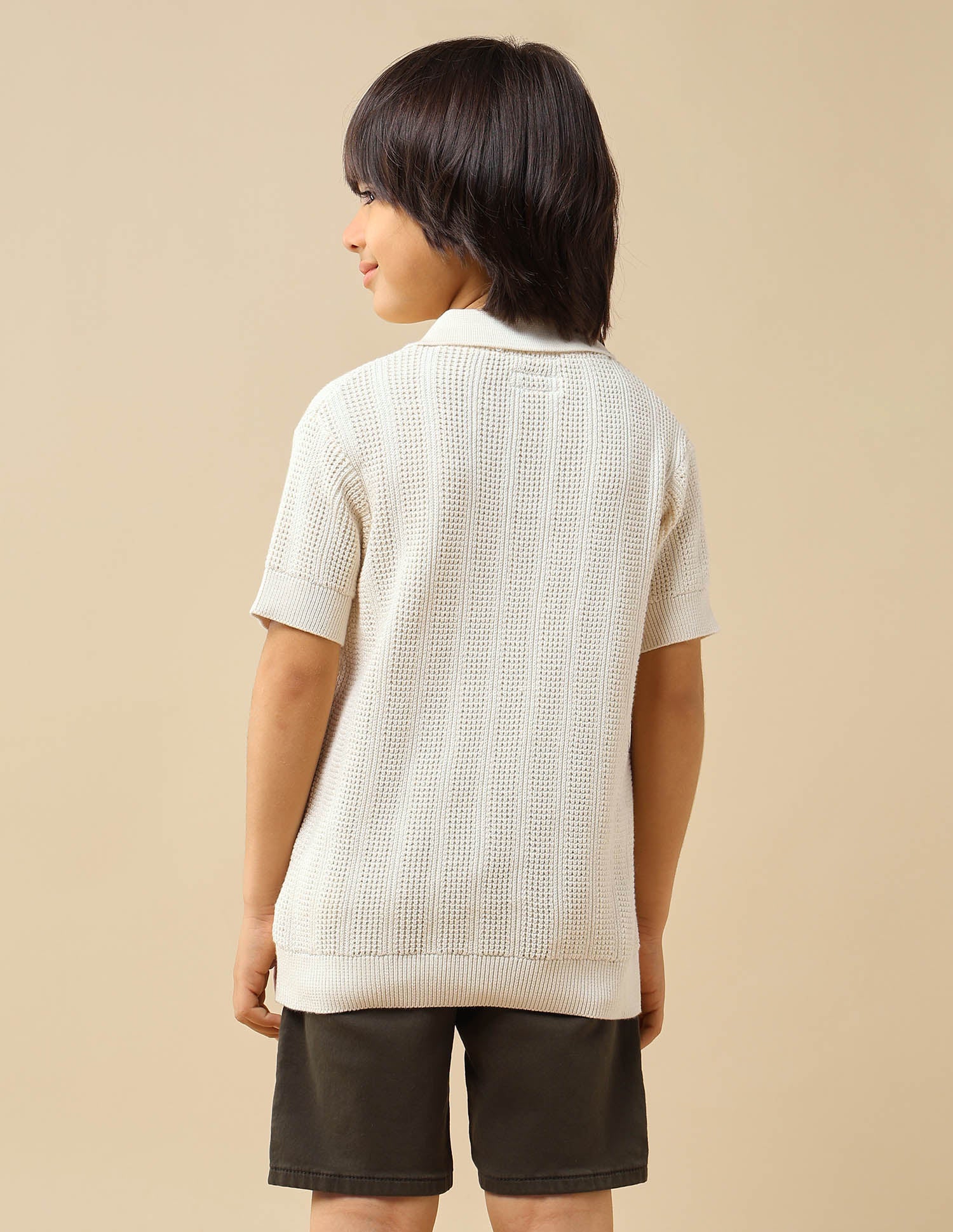 Boys Textured Regular Fit Polo Shirt - Image 5