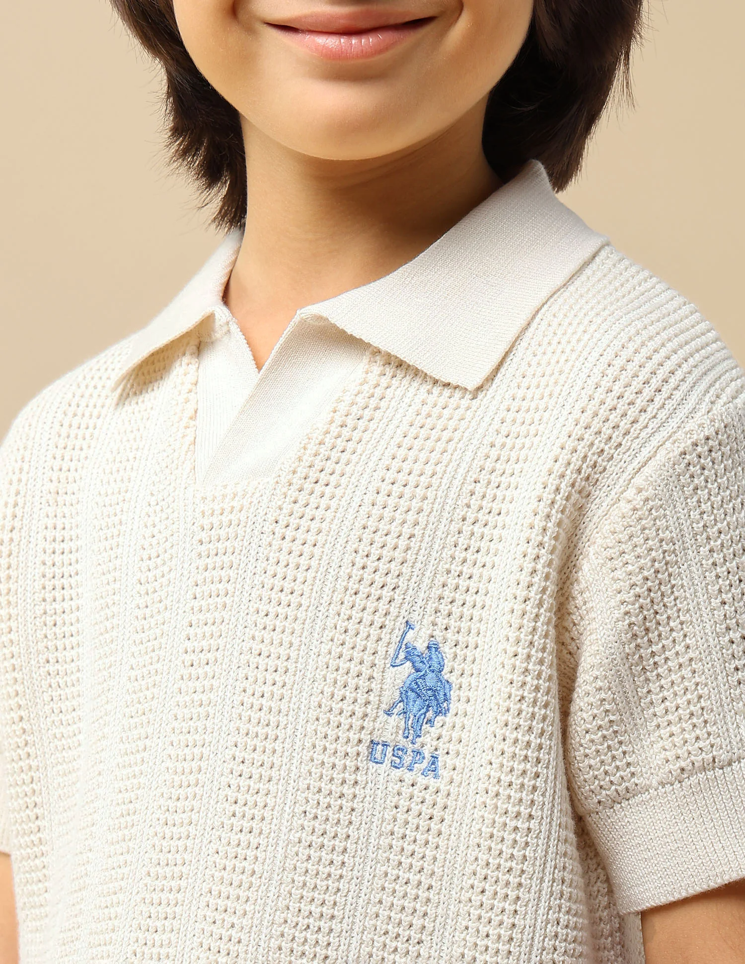 Boys Textured Regular Fit Polo Shirt - Image 6