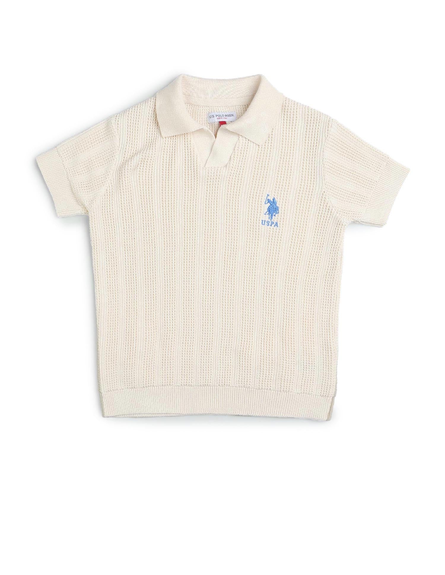 Boys Textured Regular Fit Polo Shirt - Image 7